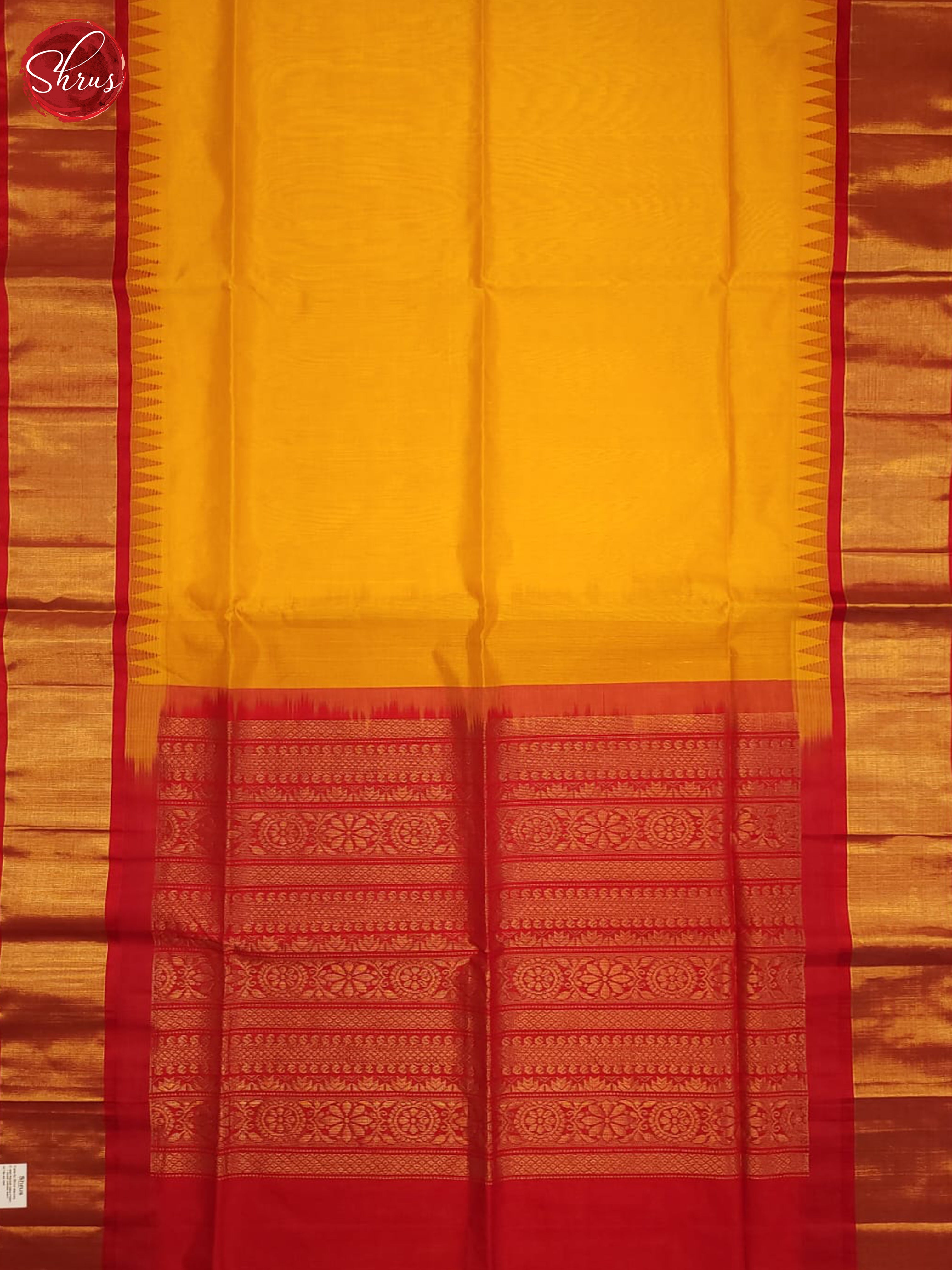 yellow and Red-Silk Cotton Saree - Shop on ShrusEternity.com