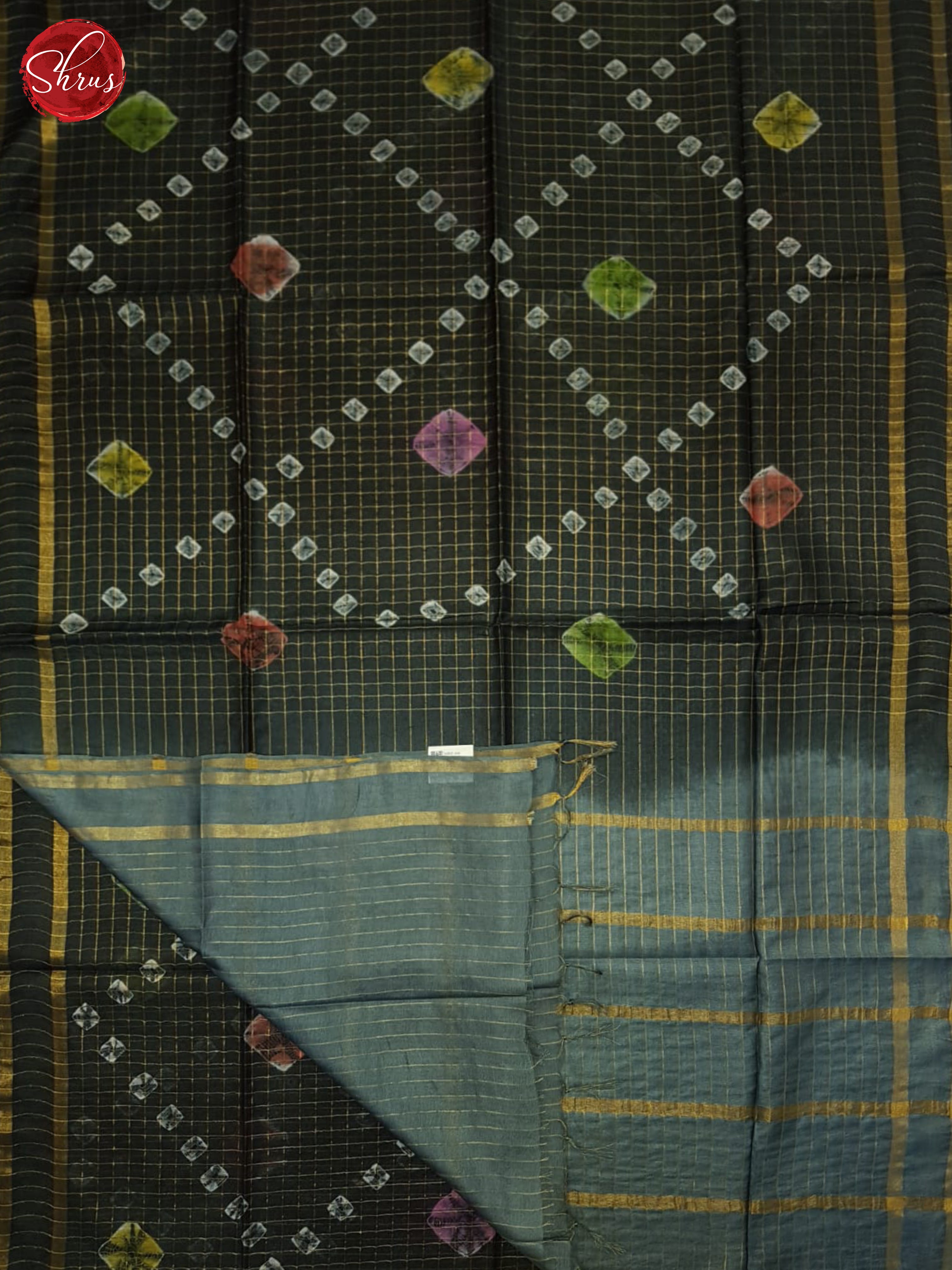 Elephant Grey And Grey- Shibori Saree - Shop on ShrusEternity.com