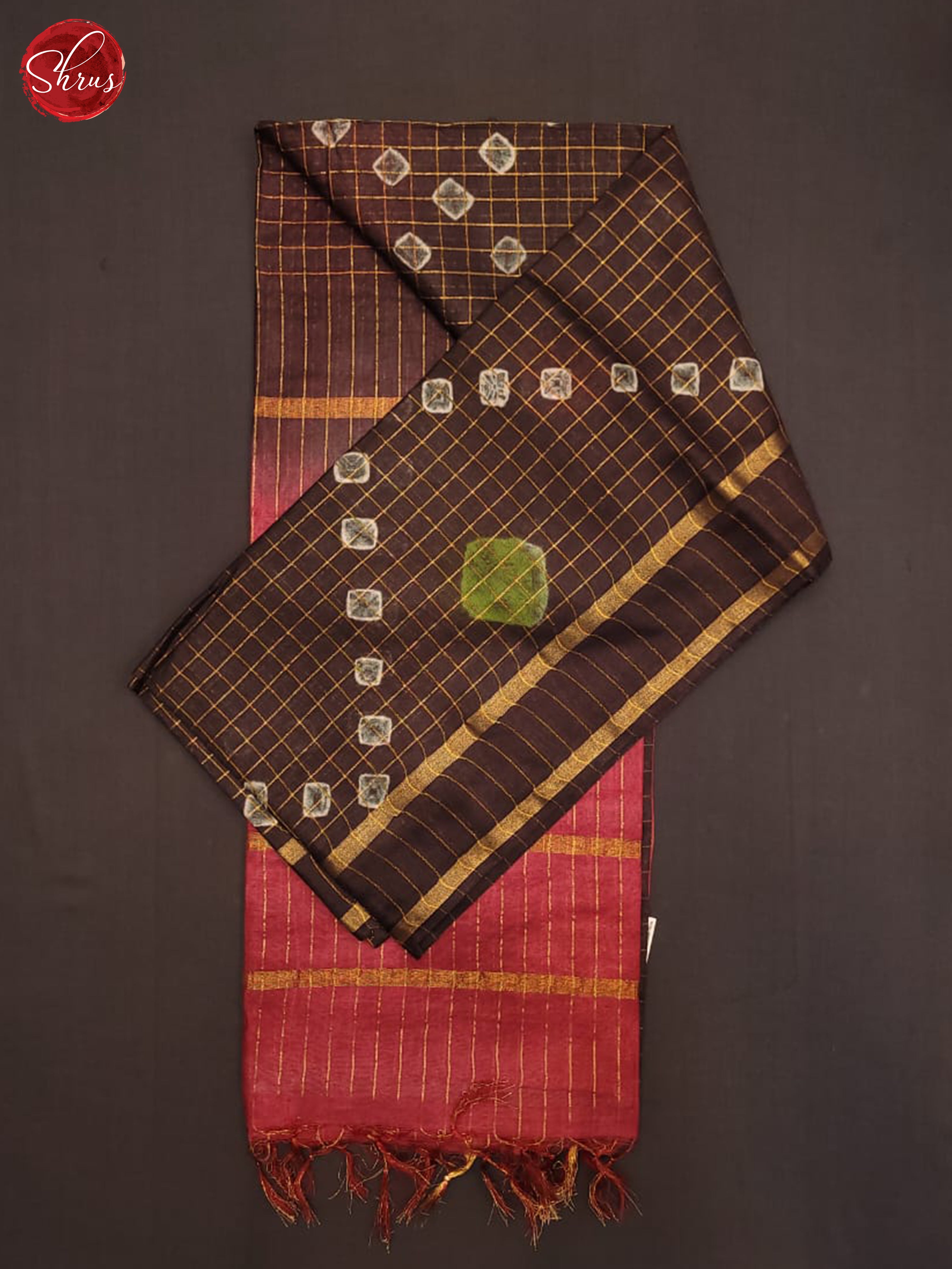 Brown and Red-Shibori saree - Shop on ShrusEternity.com