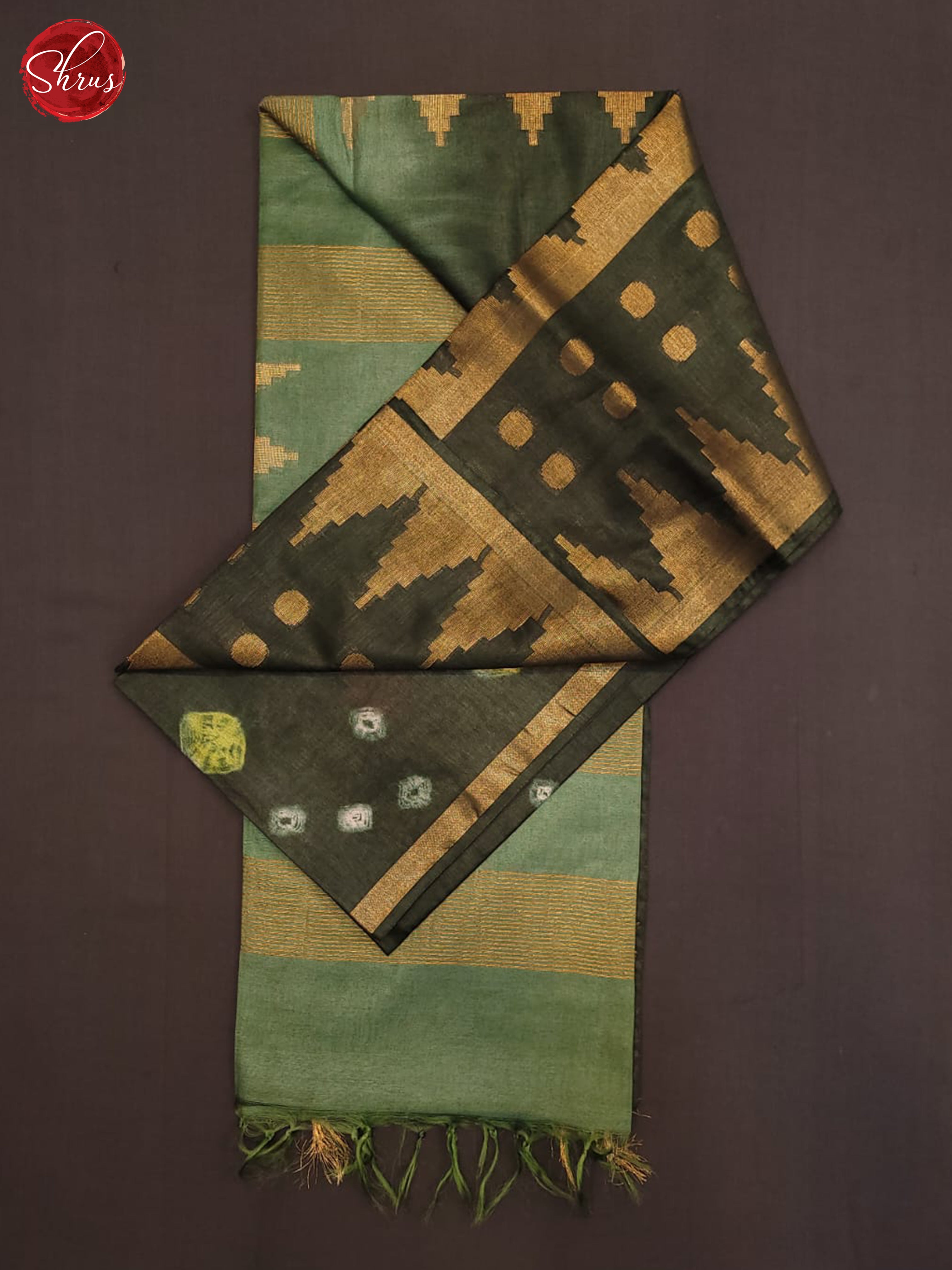 Bottle green & Greenish grey- Shibori saree - Shop on ShrusEternity.com