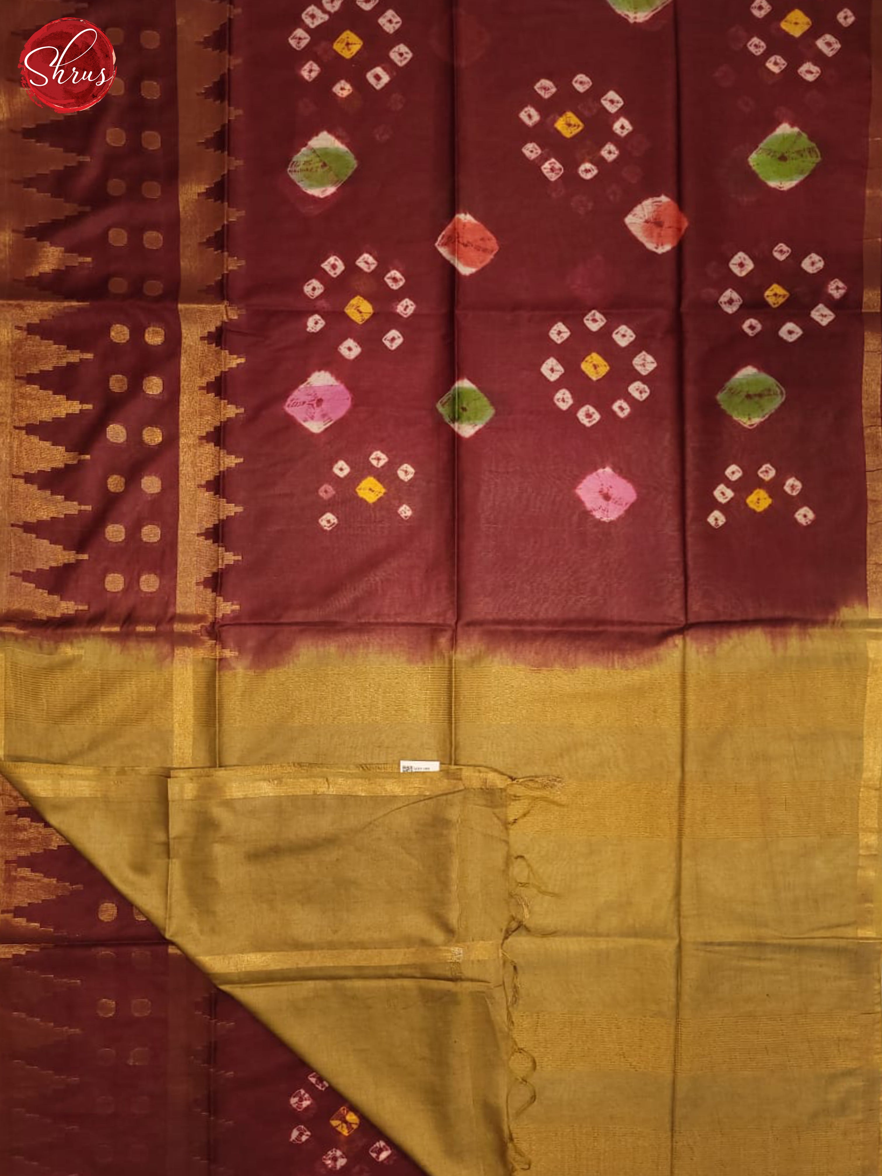 Maroon and beige- Shibori Saree - Shop on ShrusEternity.com