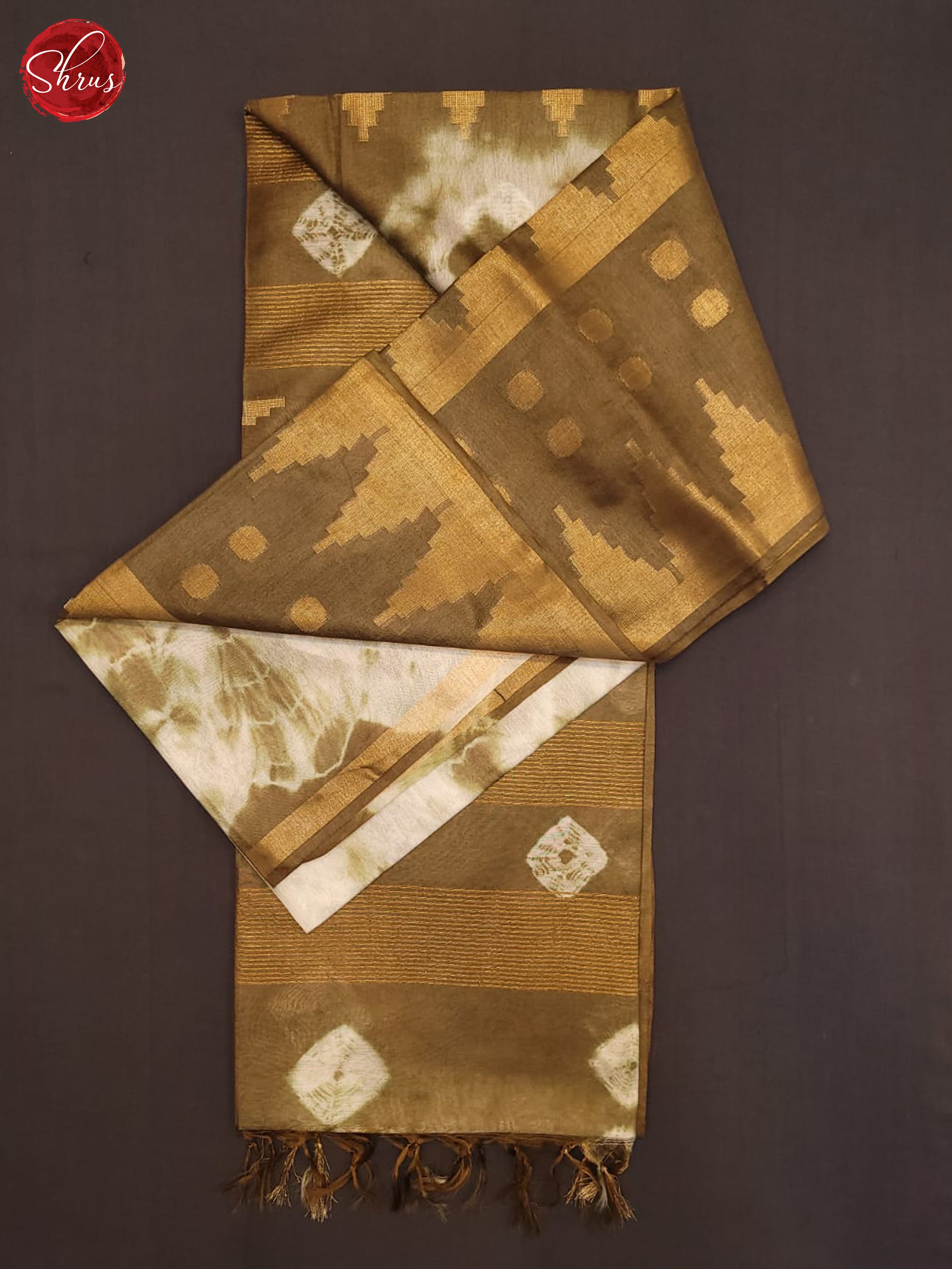 cream and Brown- Shibori Saree - Shop on ShrusEternity.com