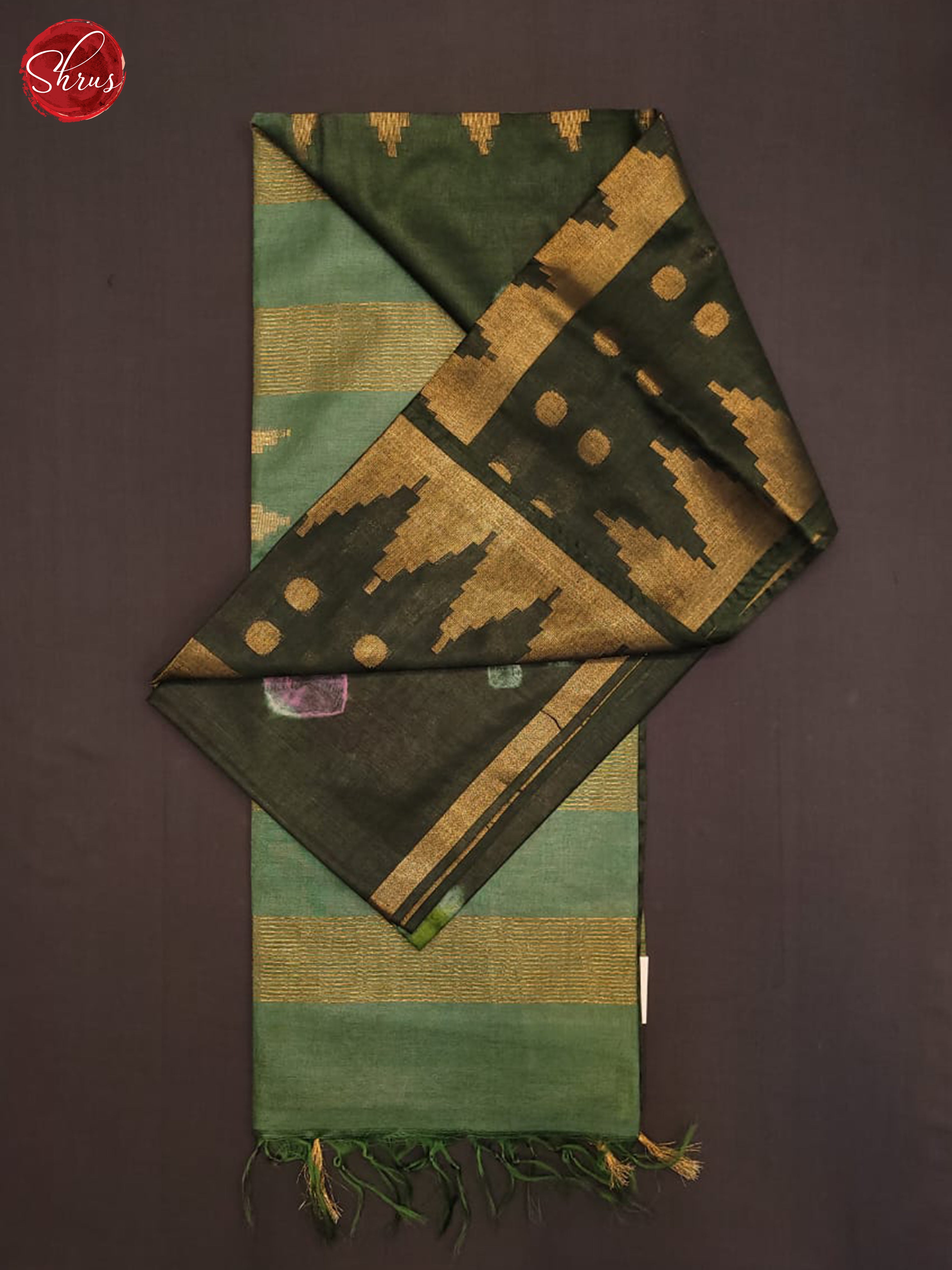 bottle green and green- Shibori Saree - Shop on ShrusEternity.com