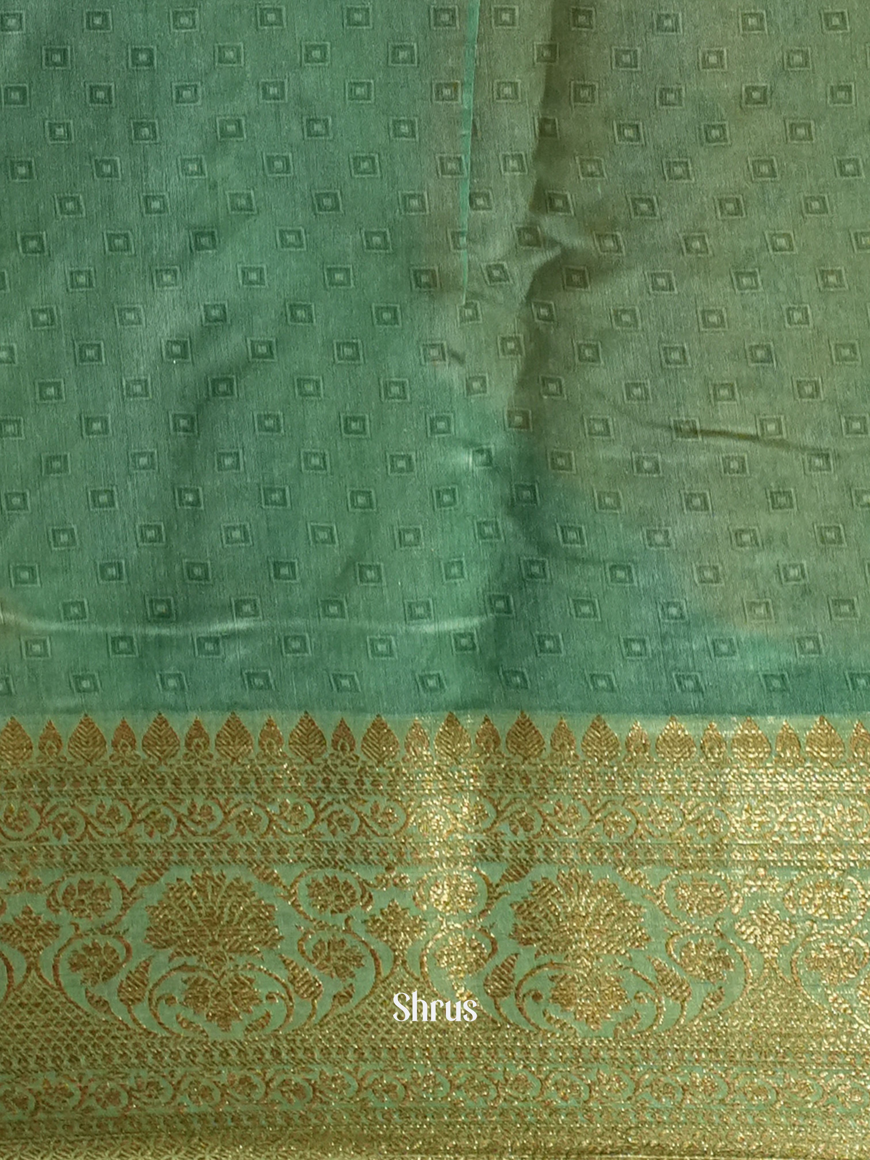 Mustard & Green - Semi chanderi Saree - Shop on ShrusEternity.com