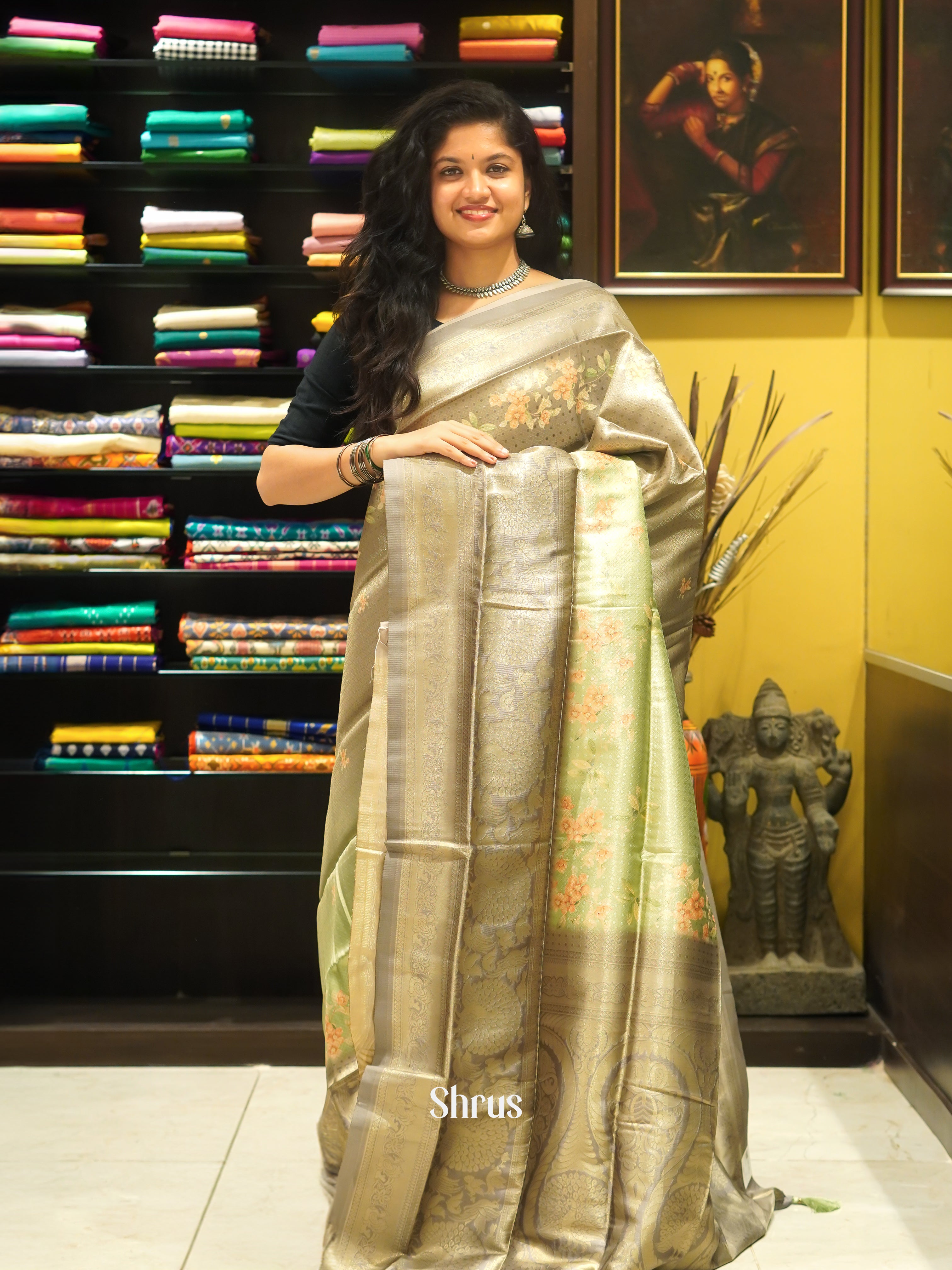 Grey(SIngle Tone) - Semi Georgette Saree - Shop on ShrusEternity.com