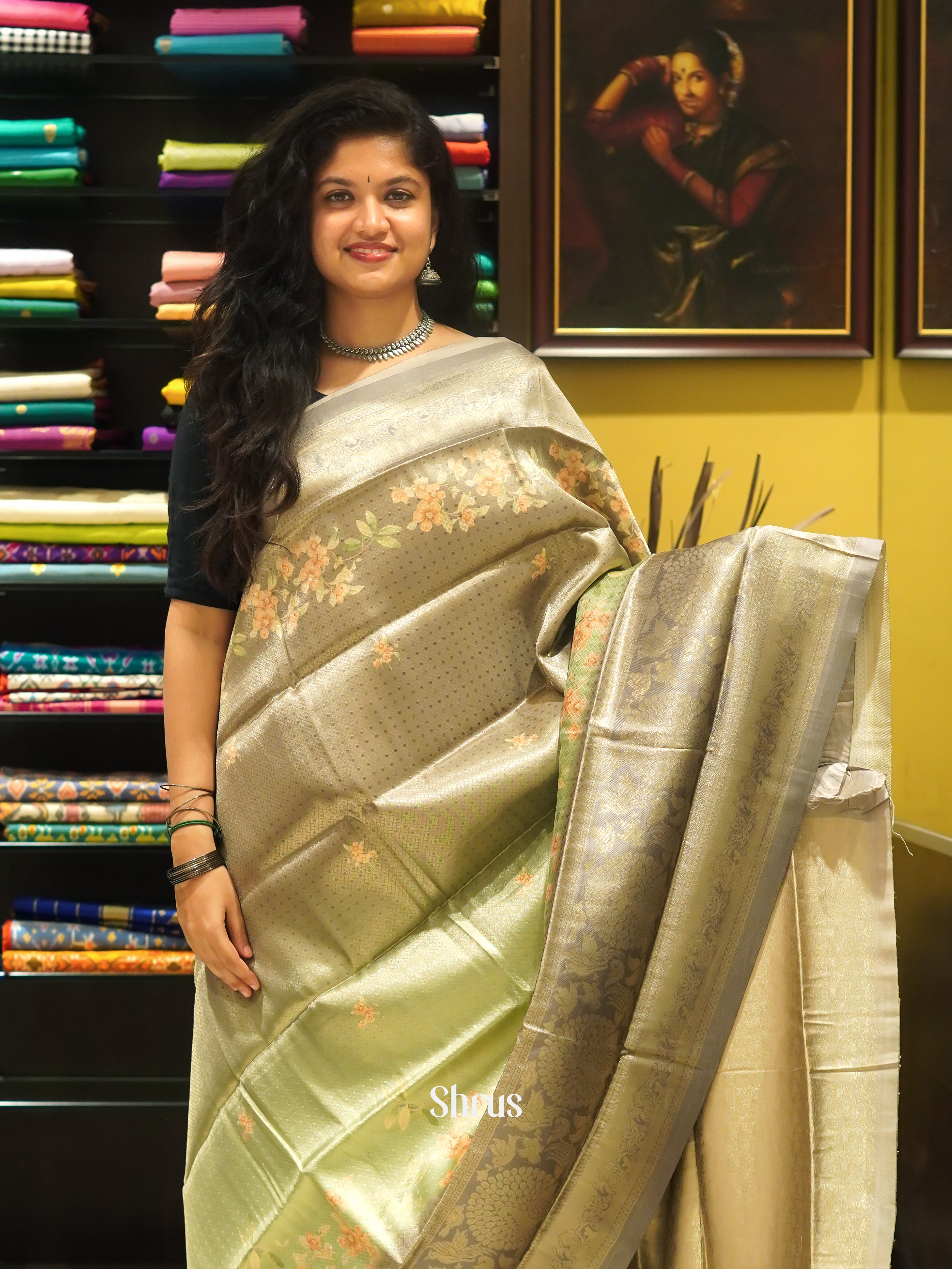 Grey(SIngle Tone) - Semi Georgette Saree - Shop on ShrusEternity.com