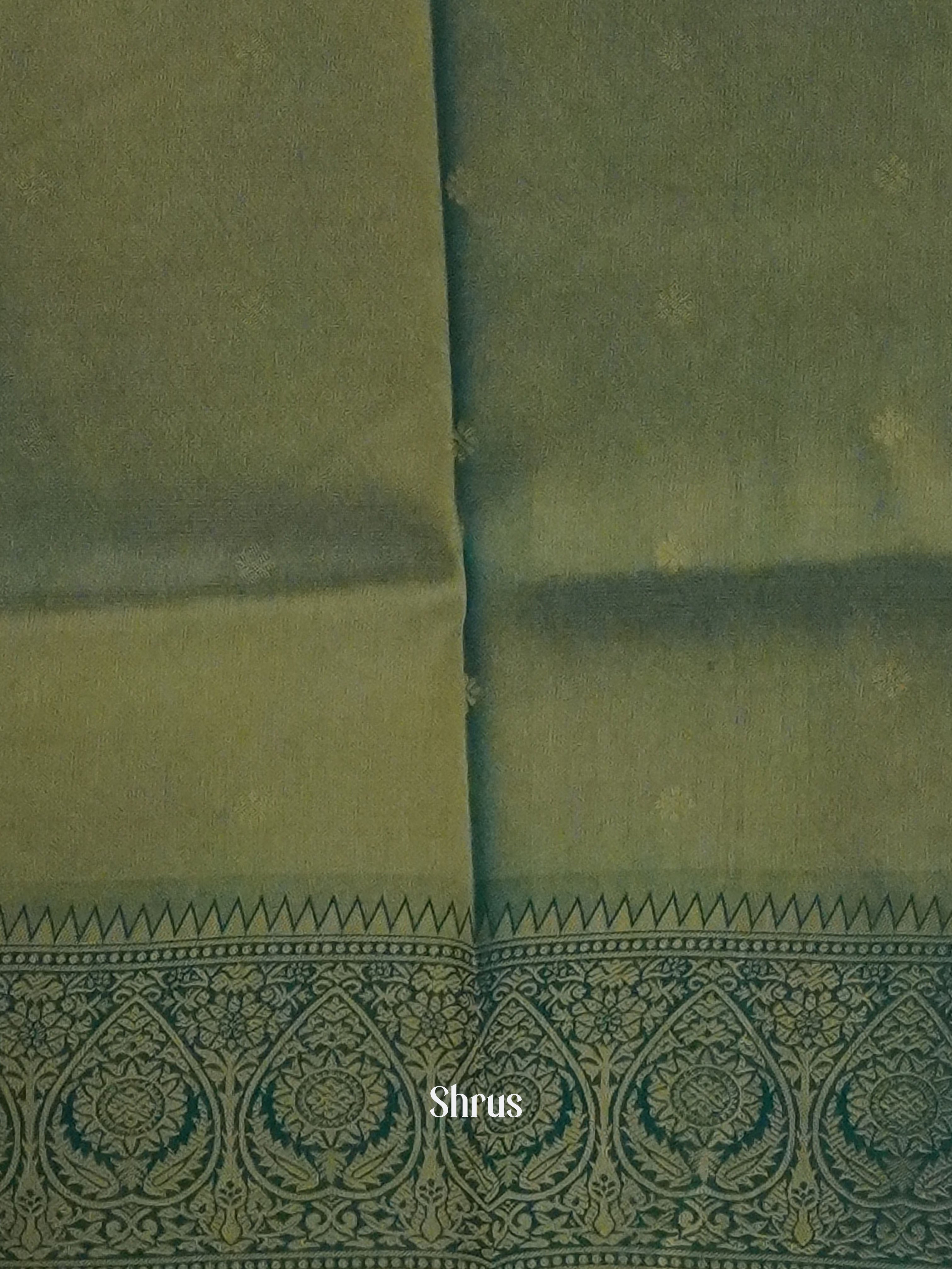 Yellow , Pink & Green - Semi Kanchipuram Silk with floral pattern on the body & Zari Border - Shop on ShrusEternity.com