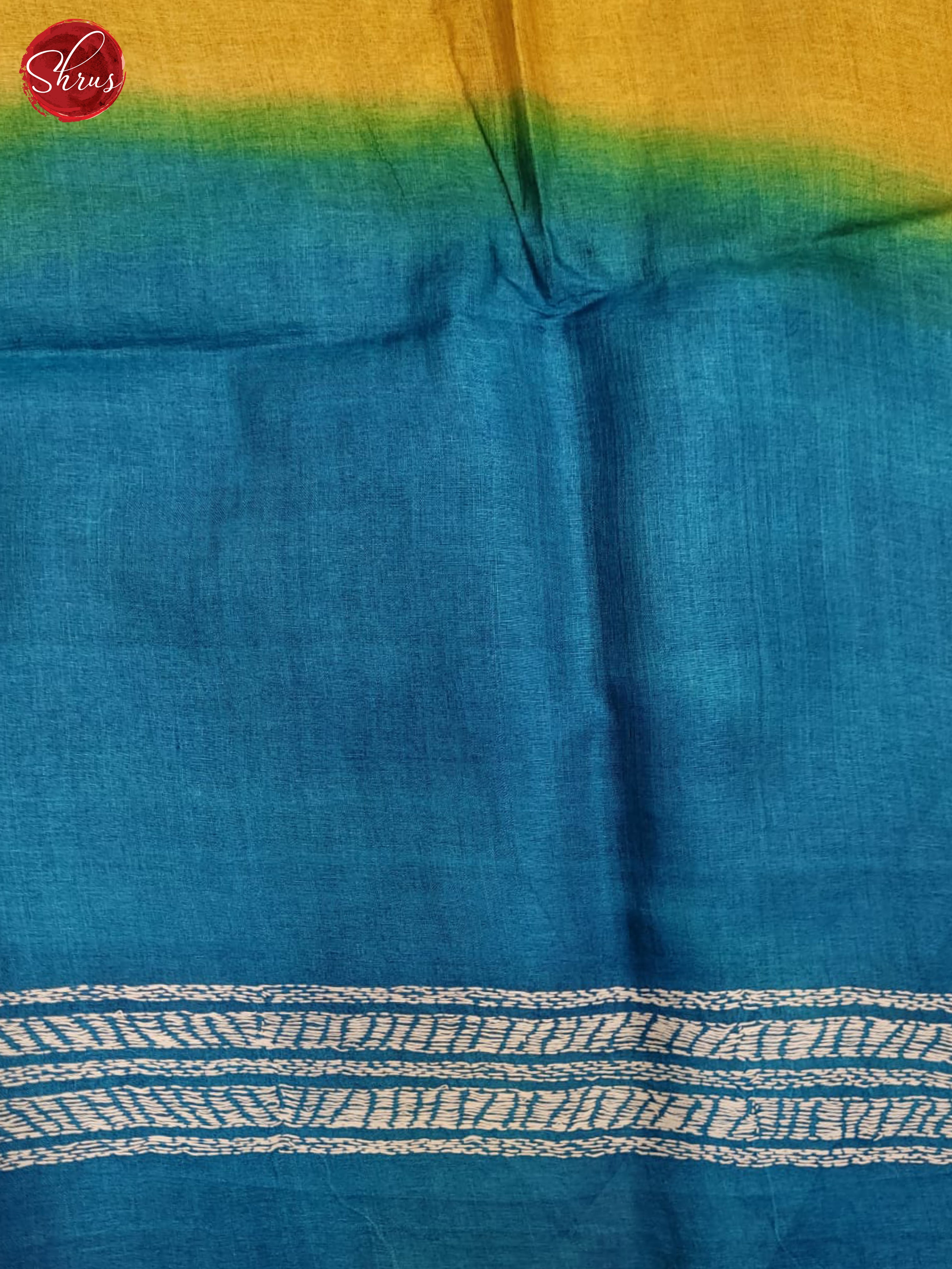 Blue and yellow-Tussar saree - Shop on ShrusEternity.com