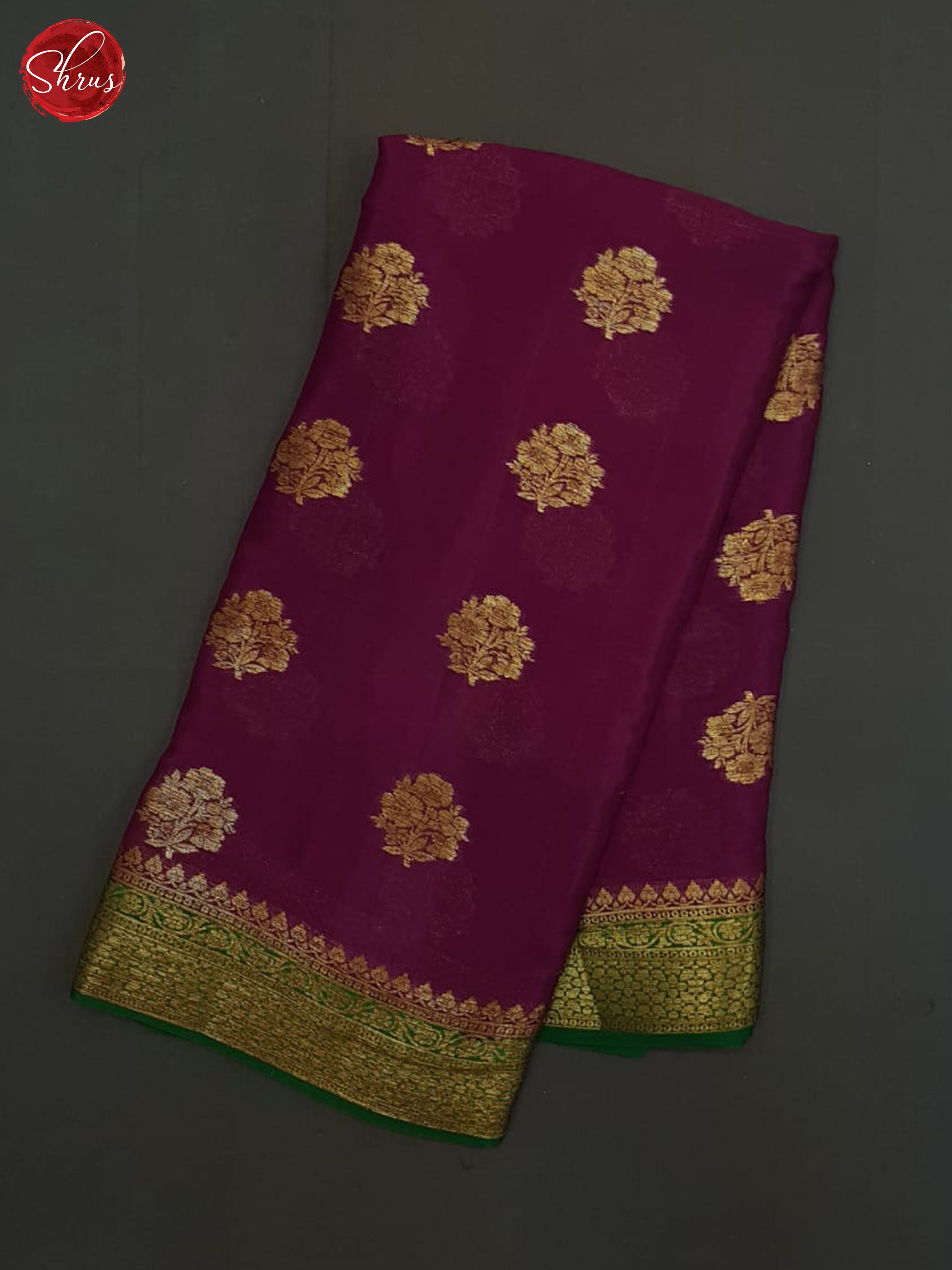 Majenta Pink & Green-Georgette Silk Saree - Shop on ShrusEternity.com