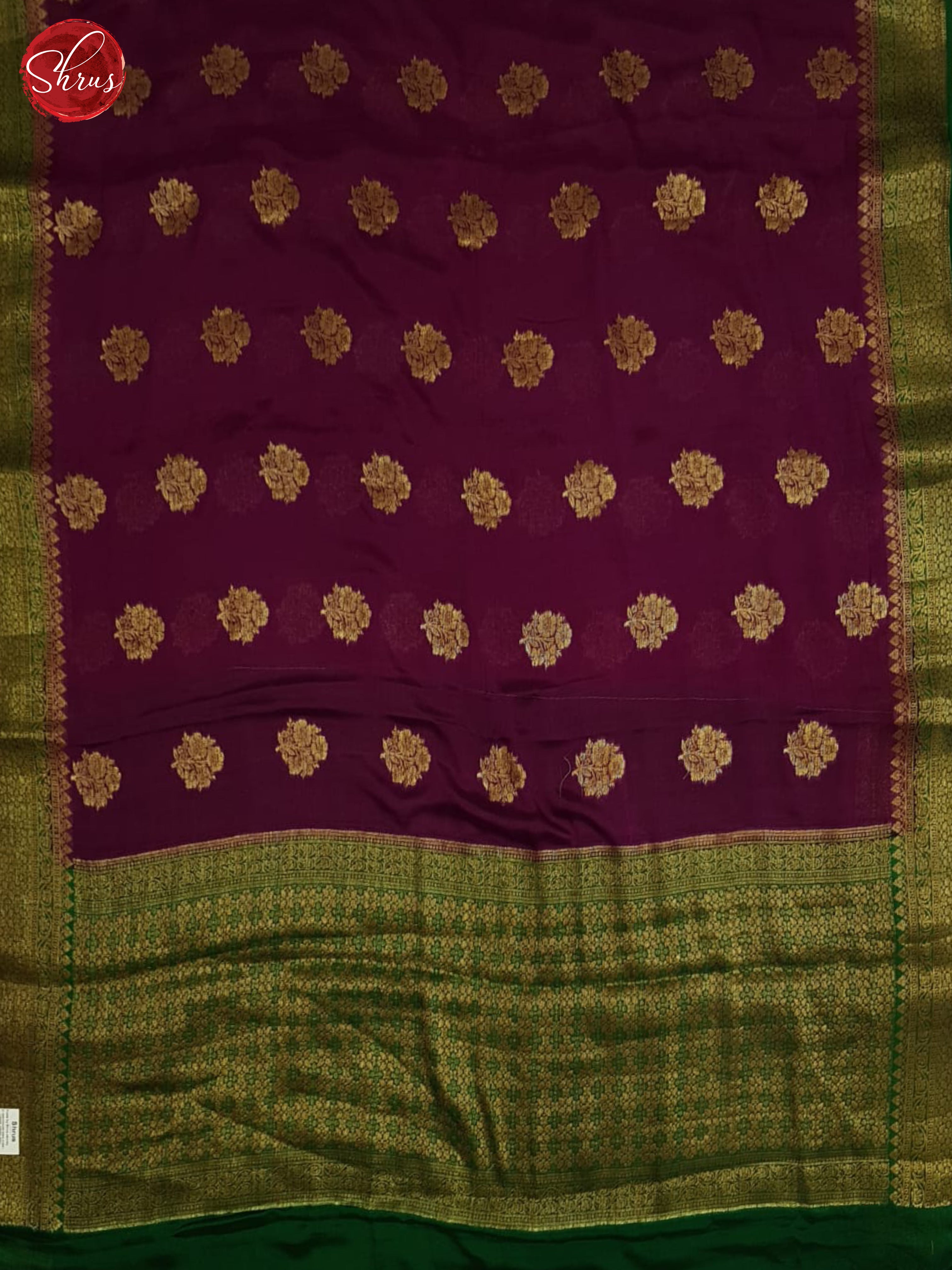 Majenta Pink & Green-Georgette Silk Saree - Shop on ShrusEternity.com