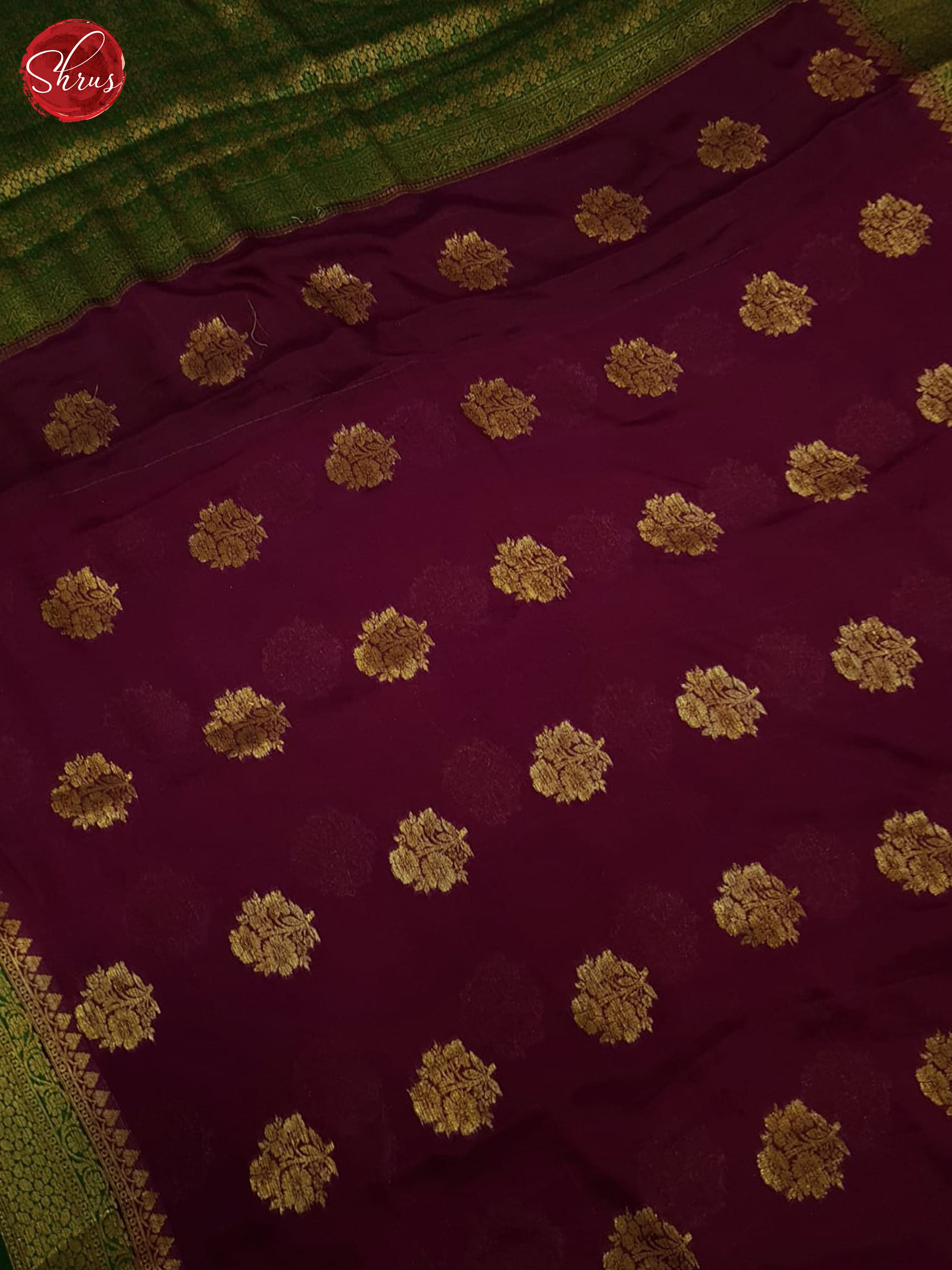 Majenta Pink & Green-Georgette Silk Saree - Shop on ShrusEternity.com
