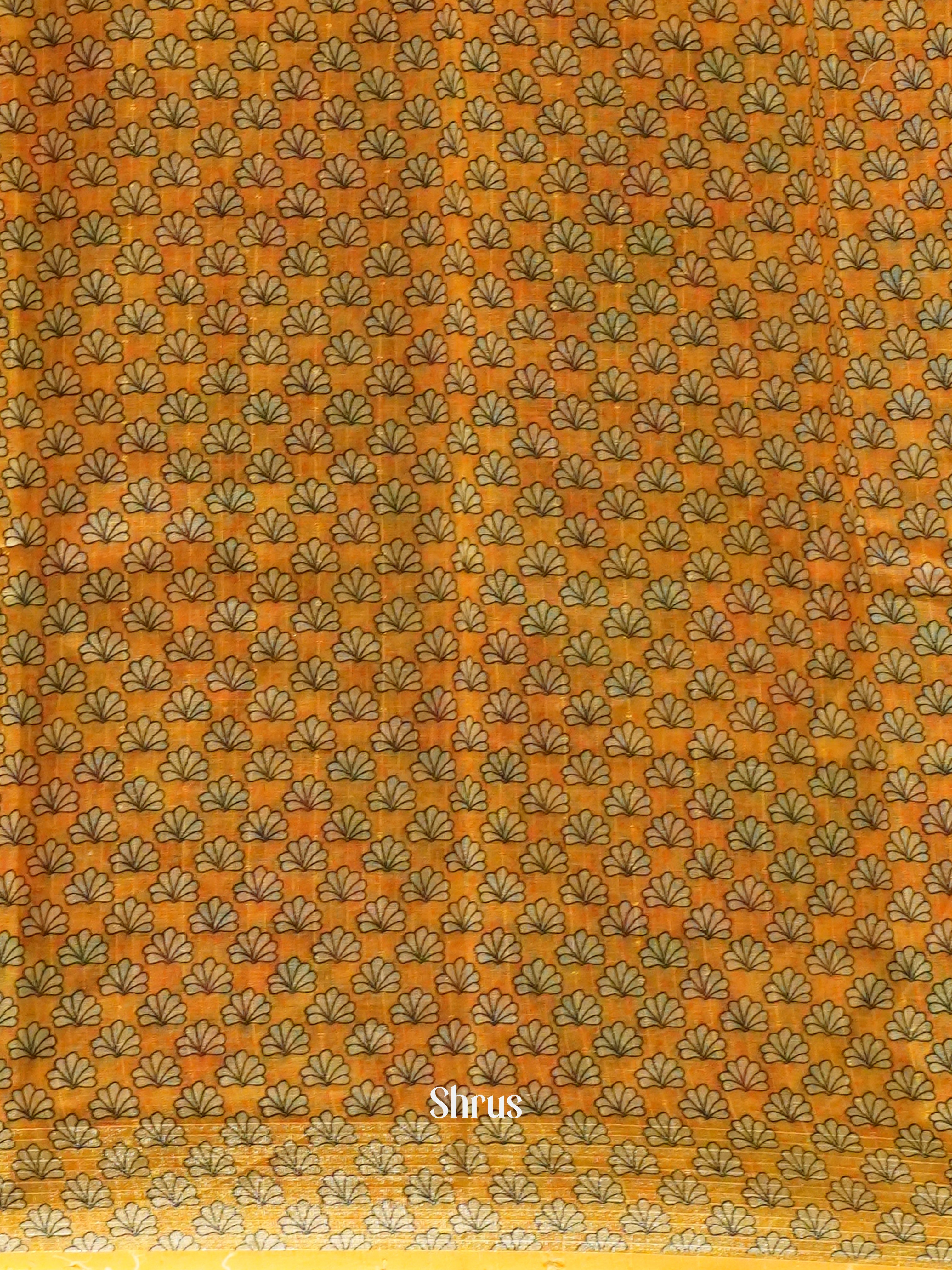 Yellow & Green- Art linen Saree - Shop on ShrusEternity.com