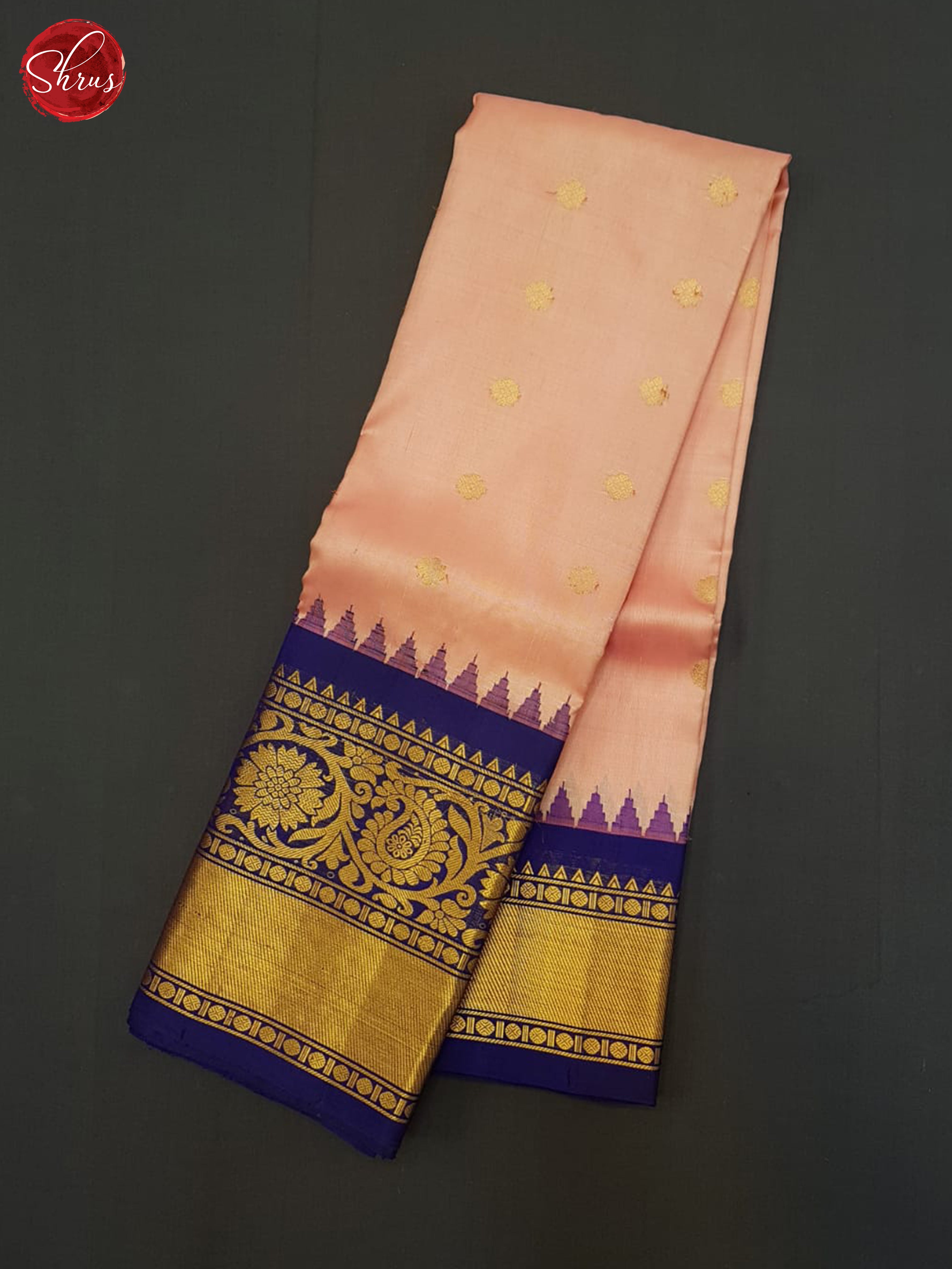 Peach And Blue - Gadwal Silk - Shop on ShrusEternity.com