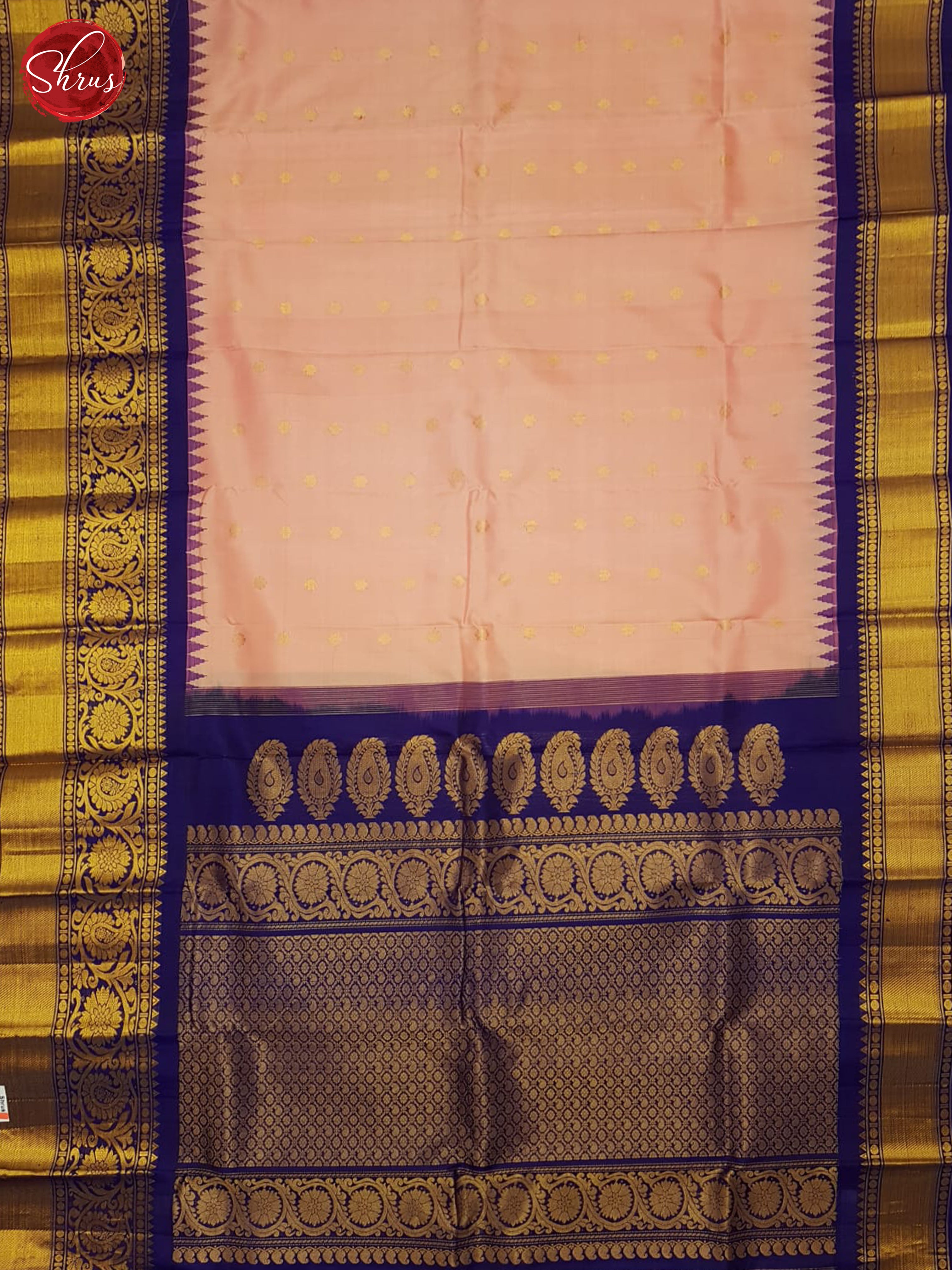Peach And Blue - Gadwal Silk - Shop on ShrusEternity.com
