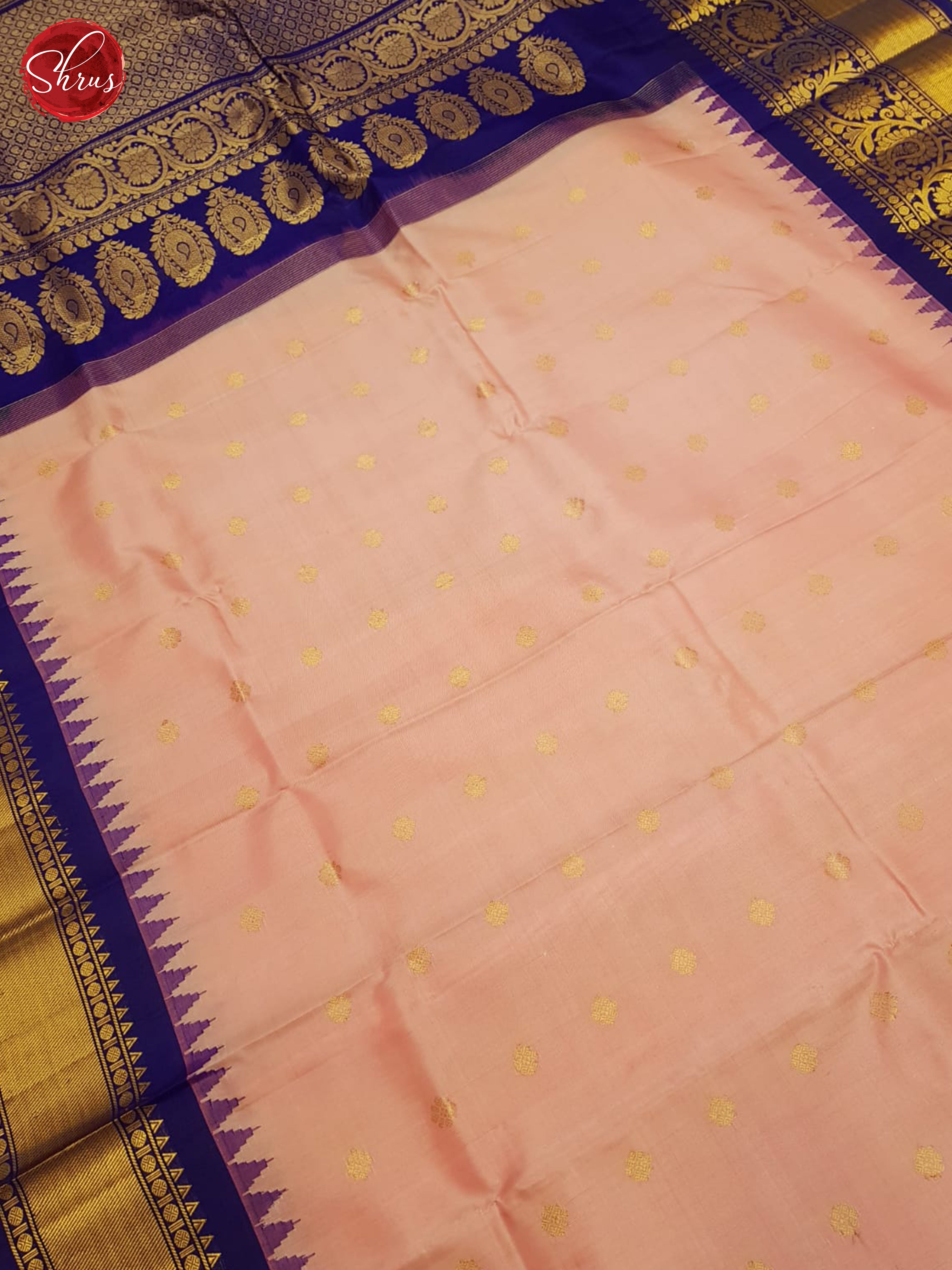 Peach And Blue - Gadwal Silk - Shop on ShrusEternity.com