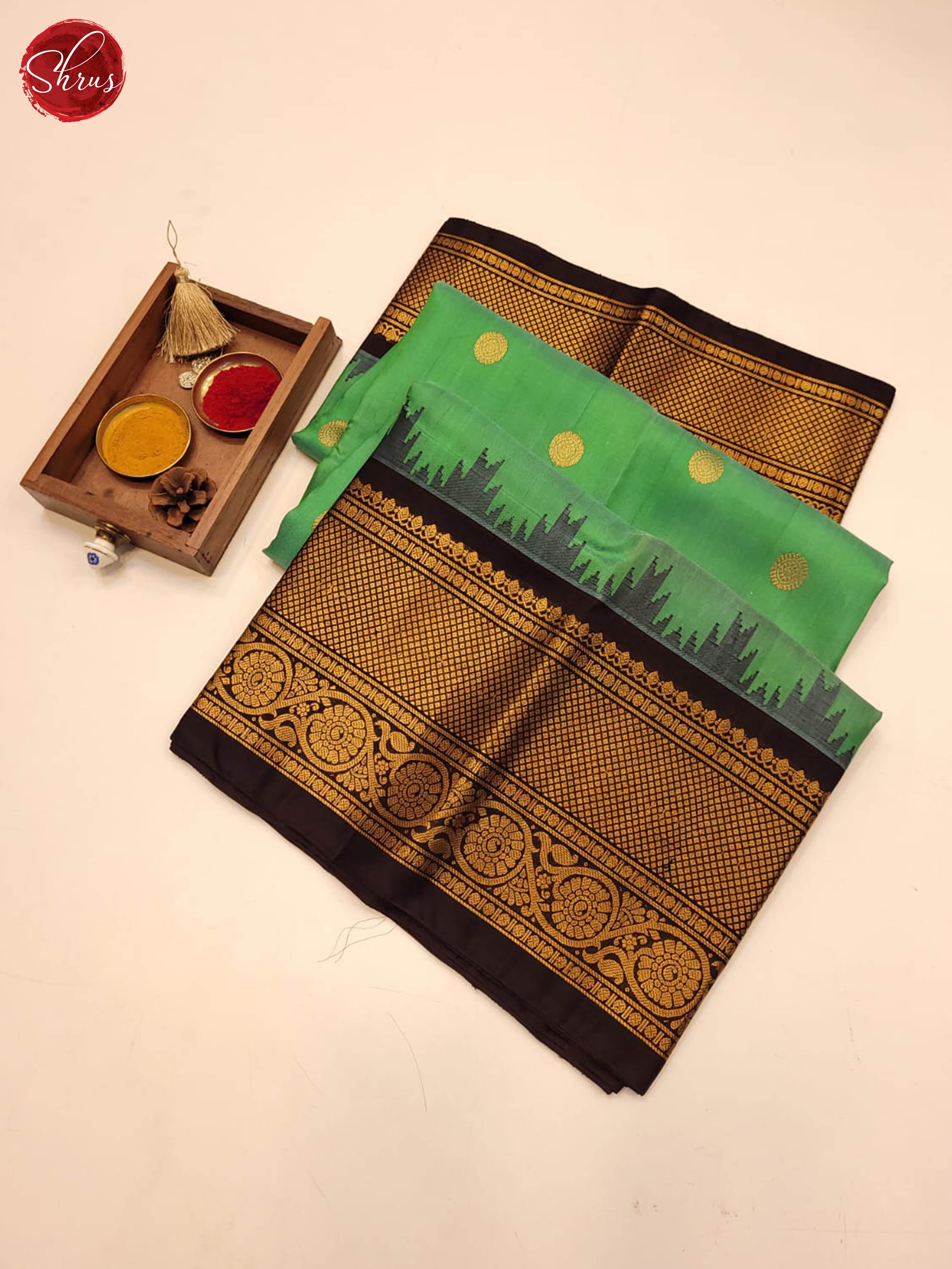 Green and black- Gadwal Silk - Shop on ShrusEternity.com