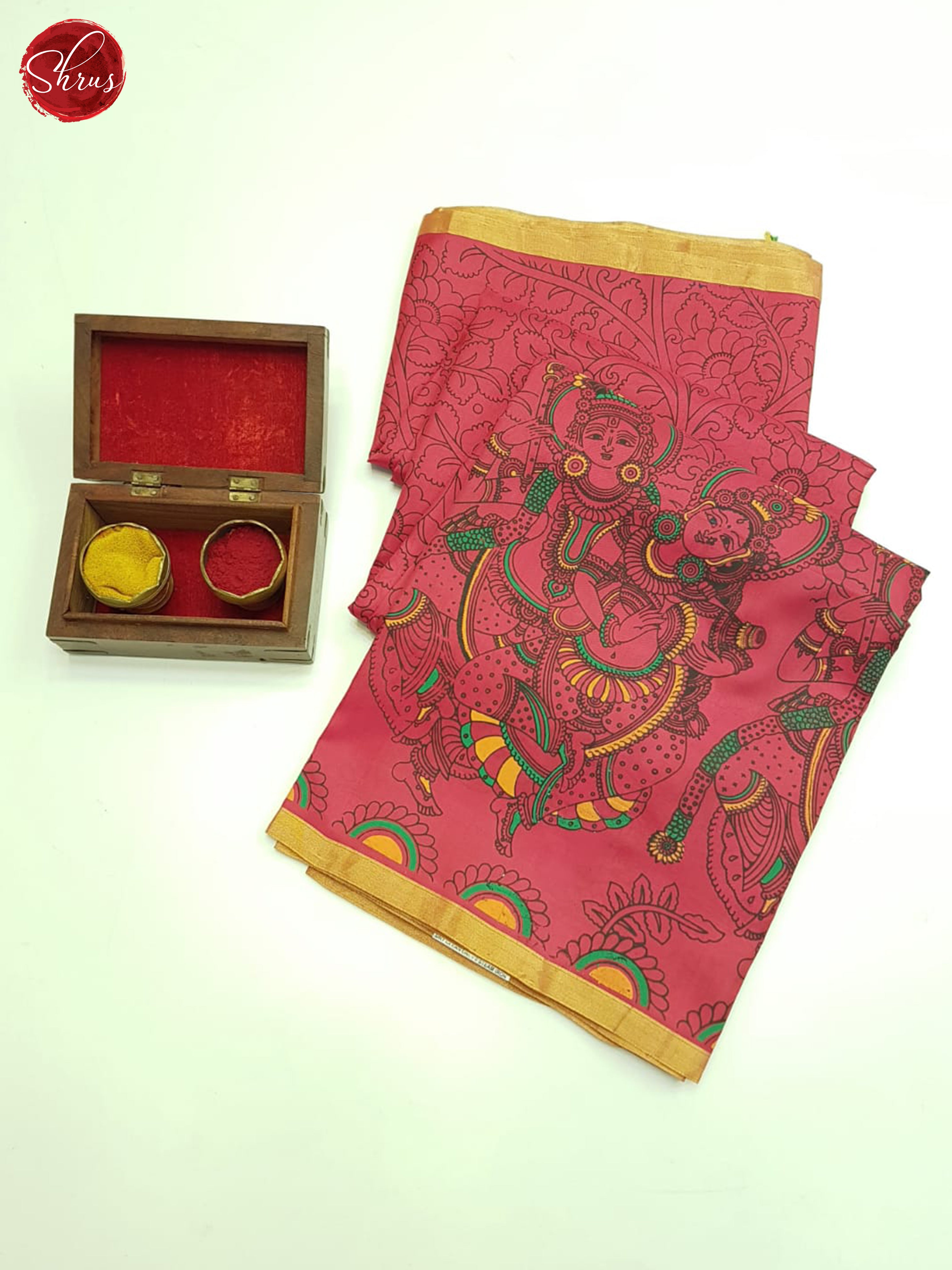 Pink & Green-Borderless Soft Silk Saree with plain Body - Shop on ShrusEternity.com