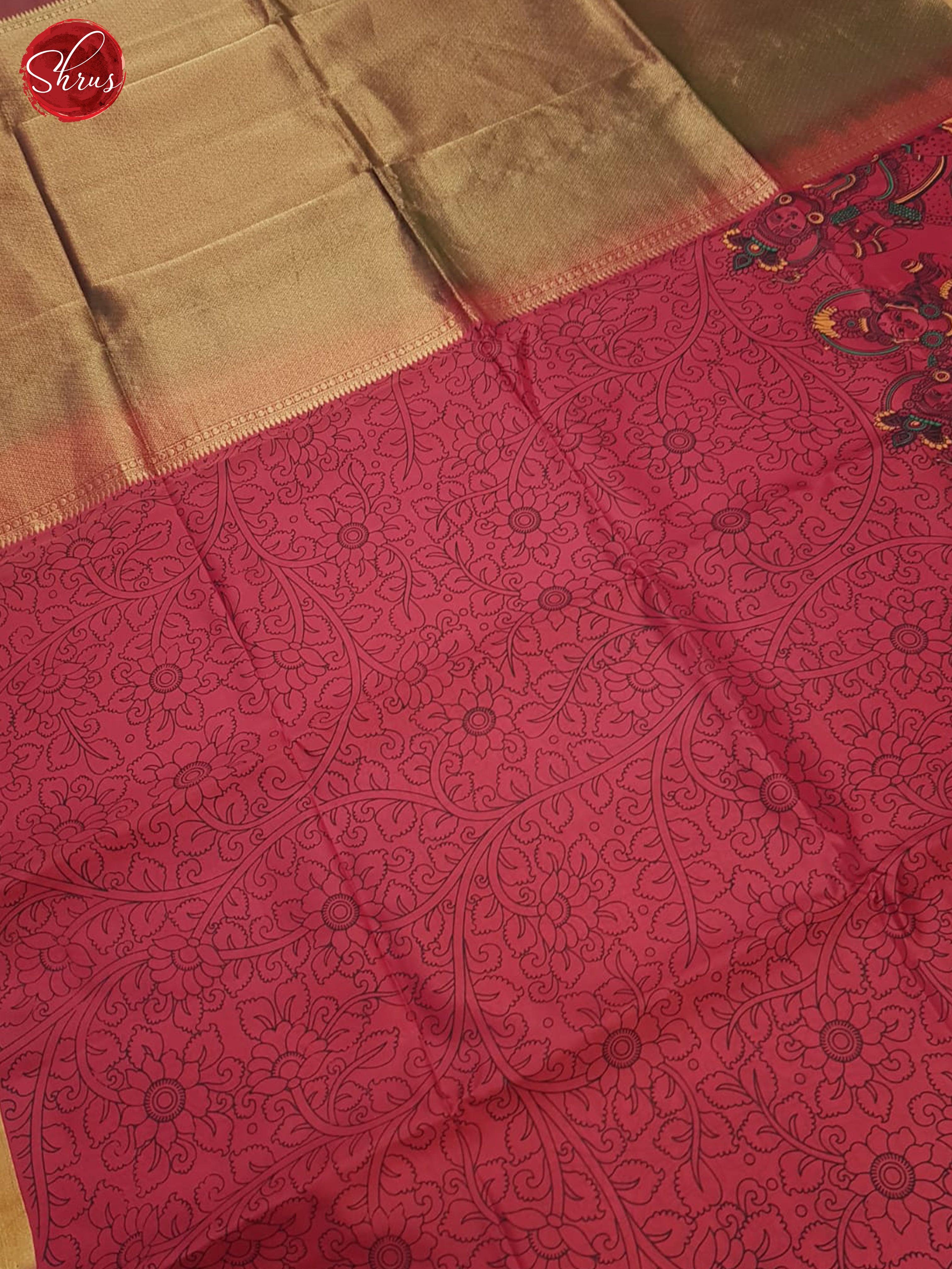 Pink & Green-Borderless Soft Silk Saree with plain Body - Shop on ShrusEternity.com