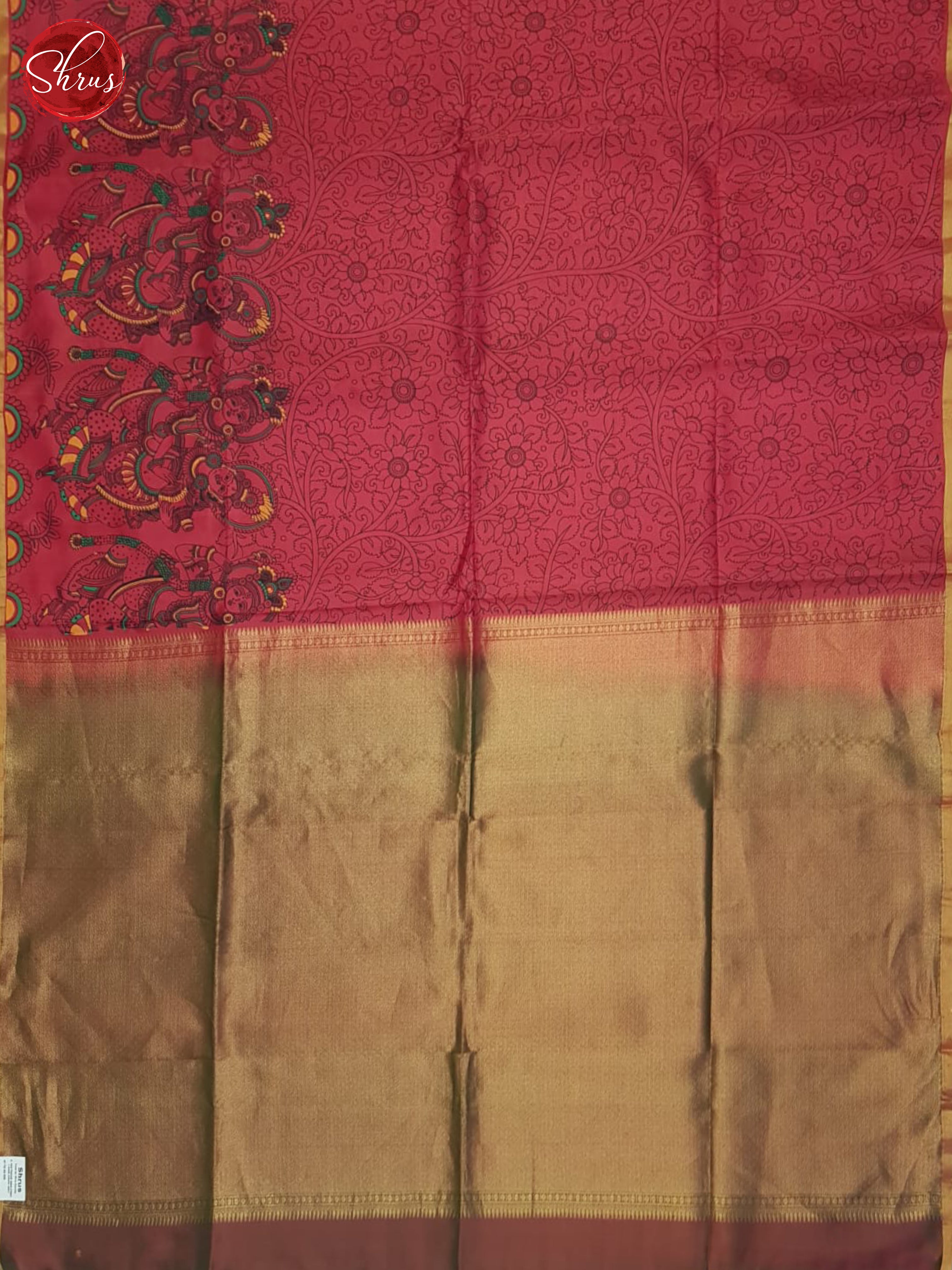 Pink & Green-Borderless Soft Silk Saree with plain Body - Shop on ShrusEternity.com
