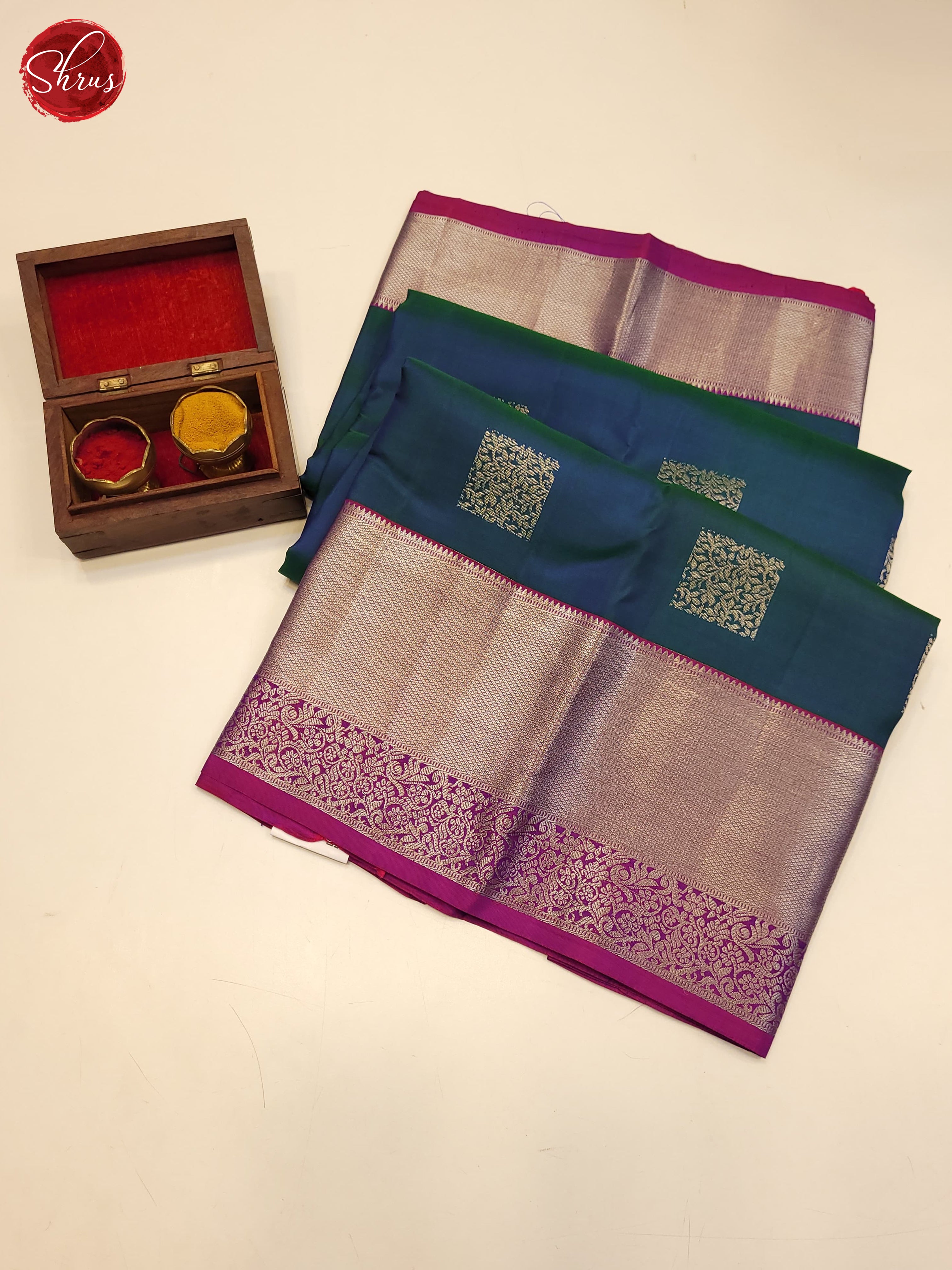 Blue and Pink -Kanchipuram Silk saree - Shop on ShrusEternity.com