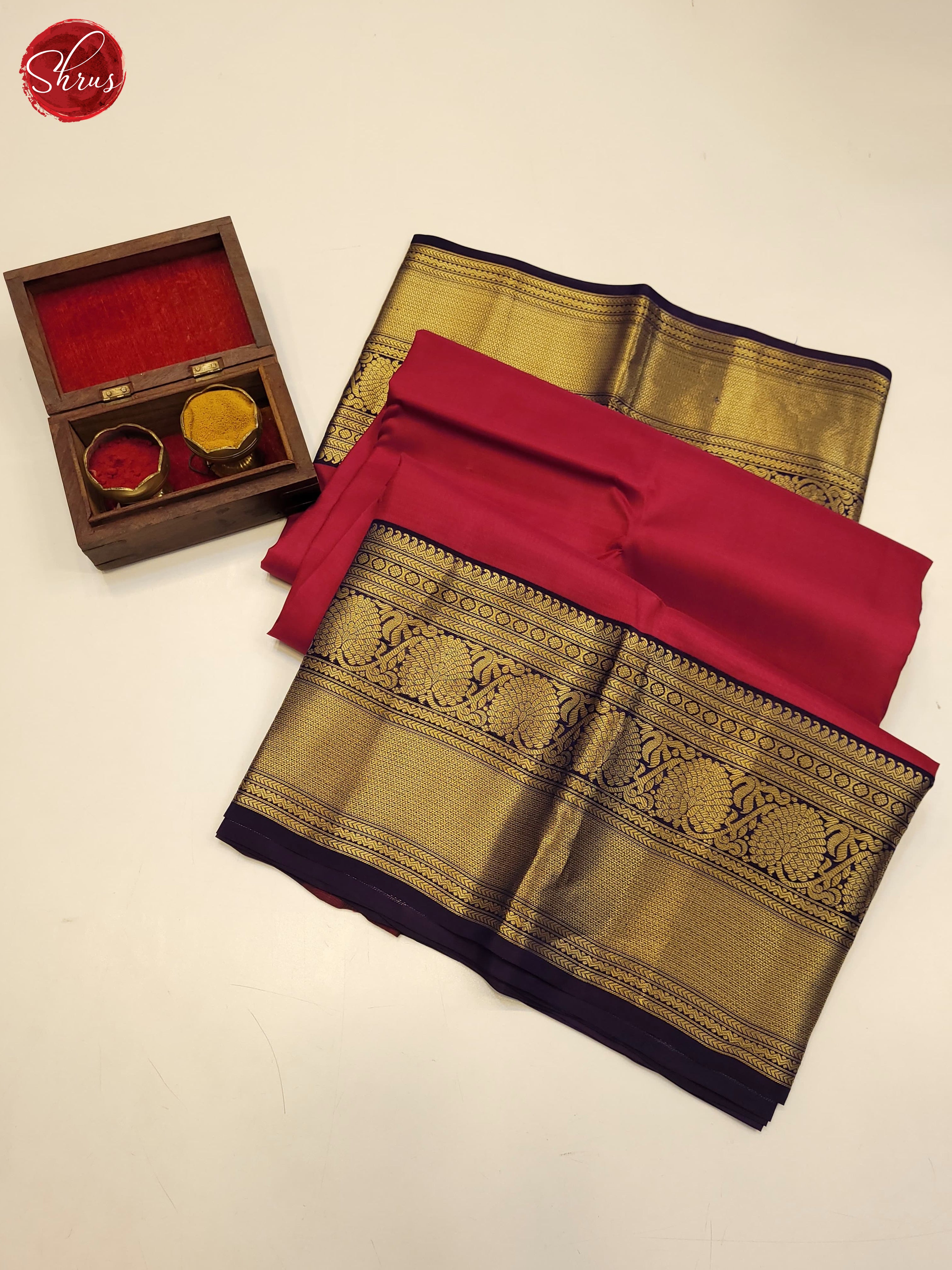Maroon and blue-Kanchipuram silk saree - Shop on ShrusEternity.com