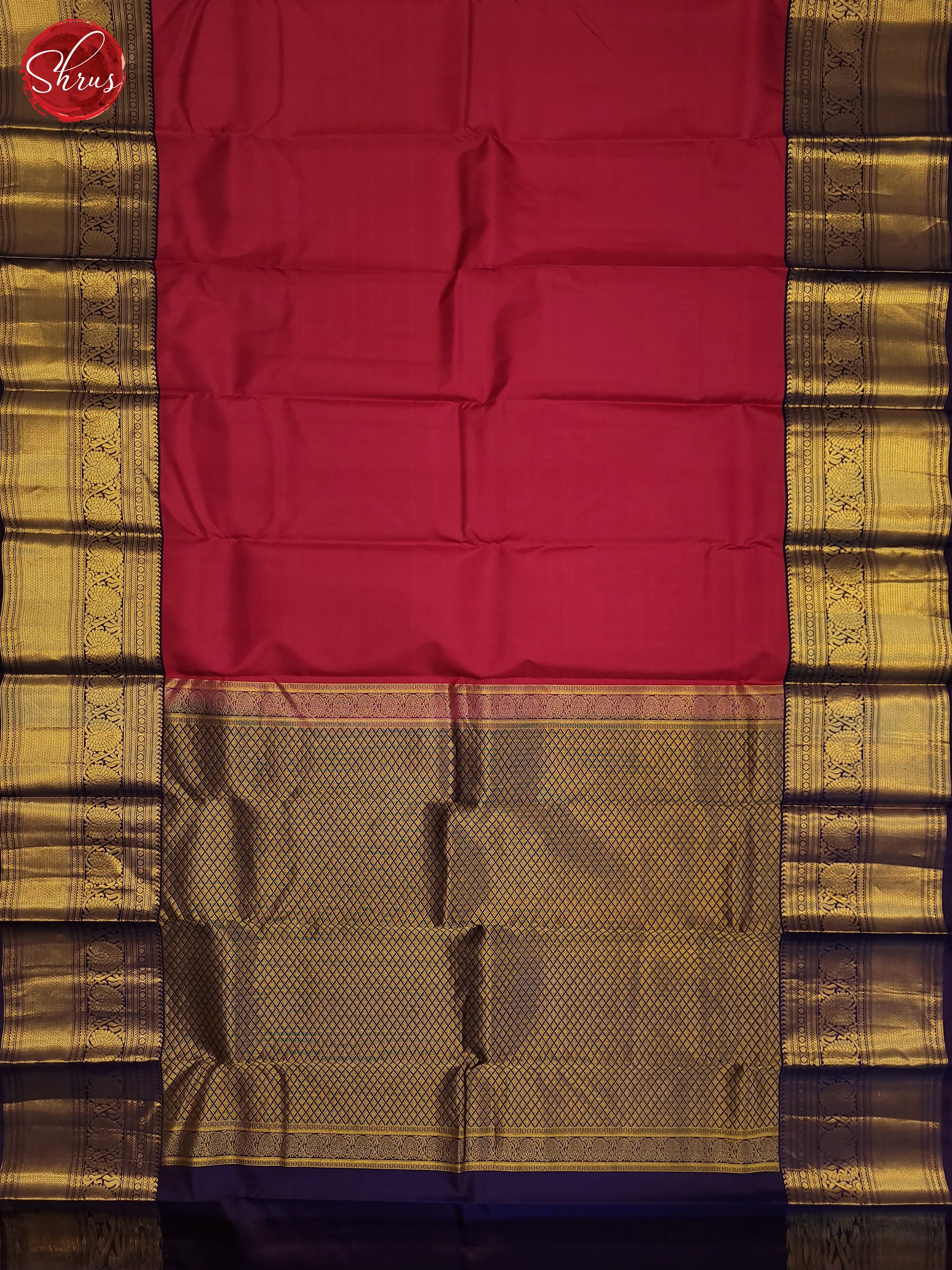 Maroon and blue-Kanchipuram silk saree - Shop on ShrusEternity.com
