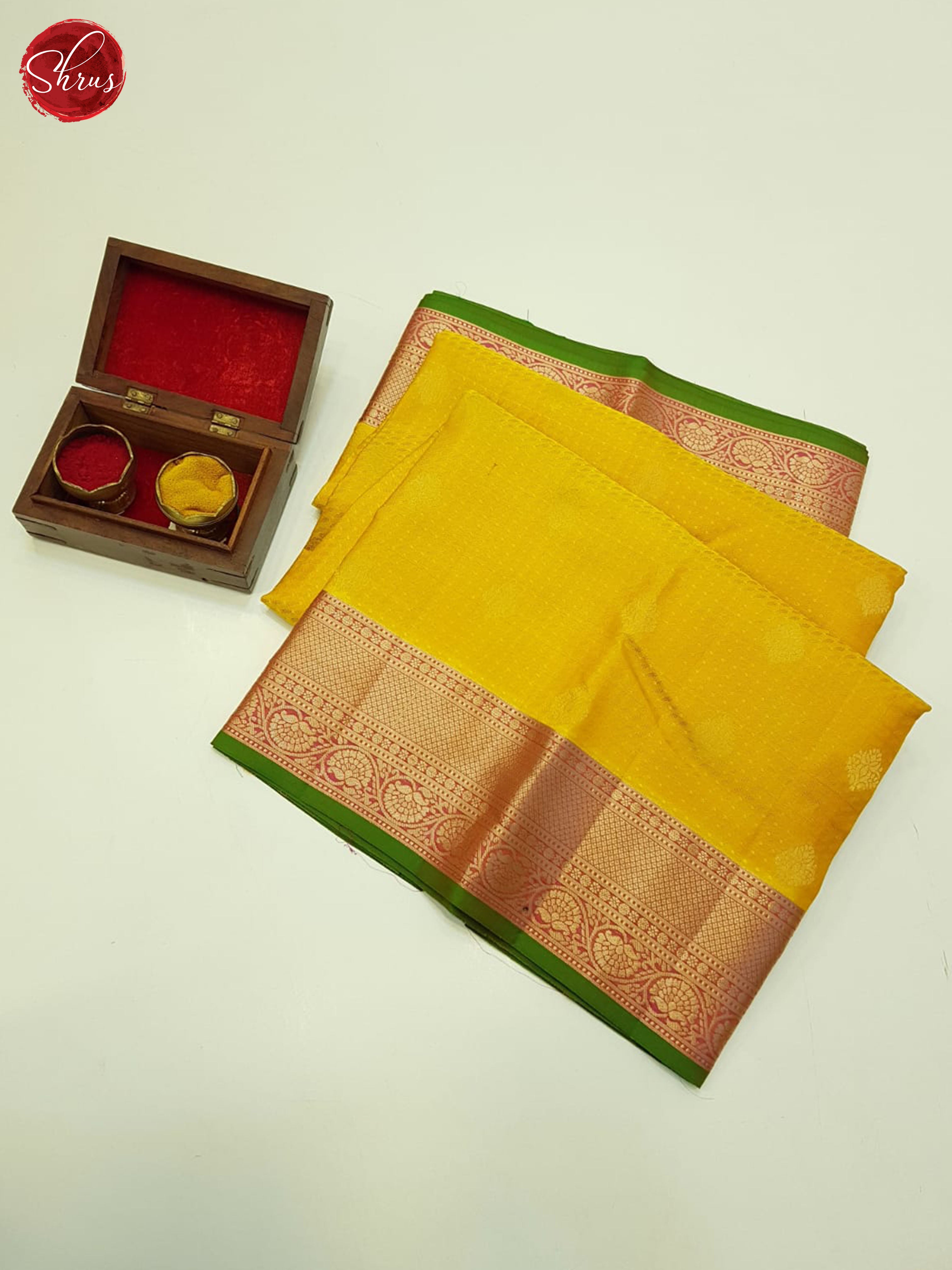 Yellow & Pink-Kanchipuram Silk saree - Shop on ShrusEternity.com