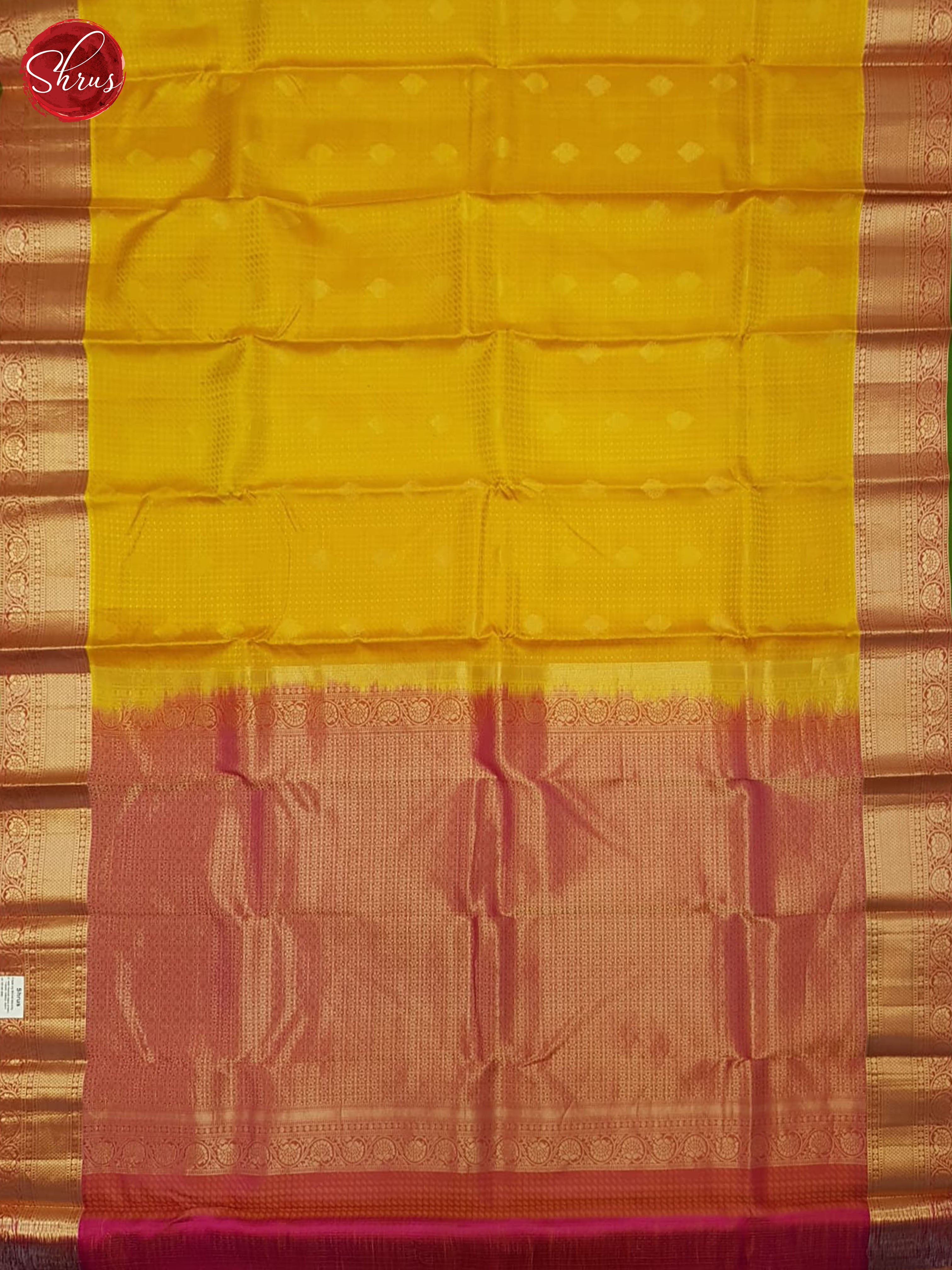 Yellow & Pink-Kanchipuram Silk saree - Shop on ShrusEternity.com