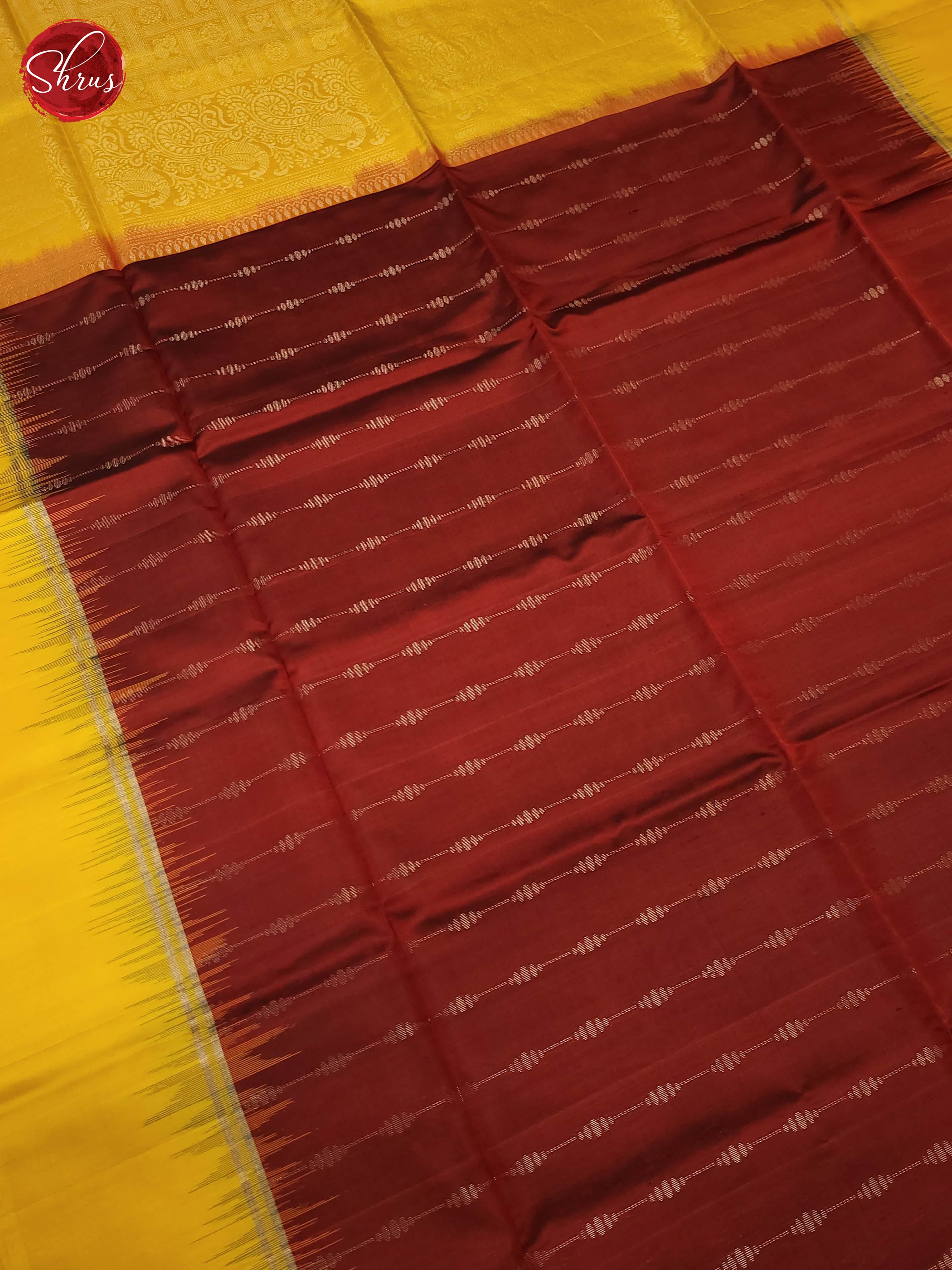 Maroon and Yellow- Soft Silk Saree - Shop on ShrusEternity.com