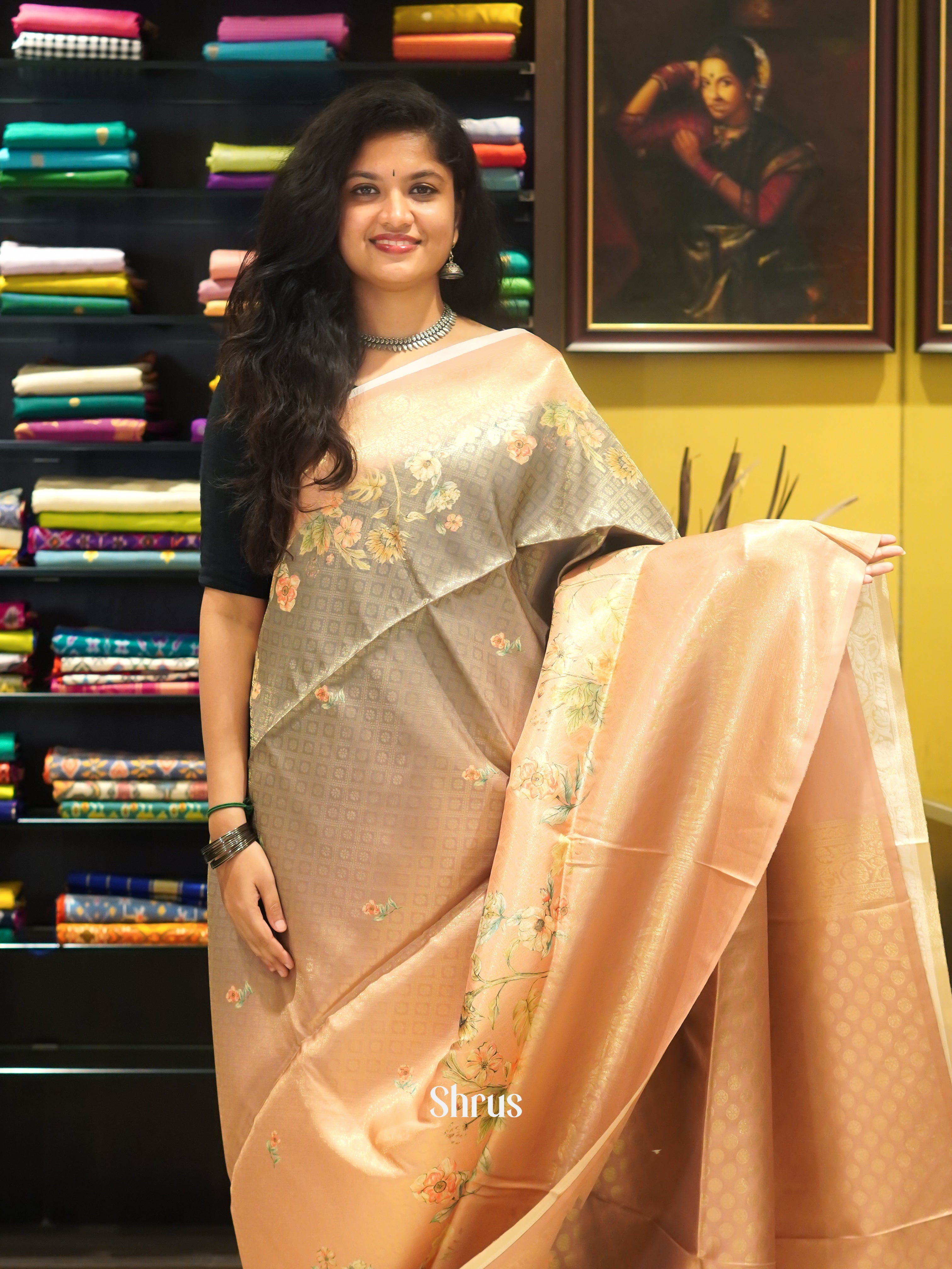 Teal Blue & Blue - Semi Georgette with zari butta brocade on the body & Contrast Zari Border - Shop on ShrusEternity.com