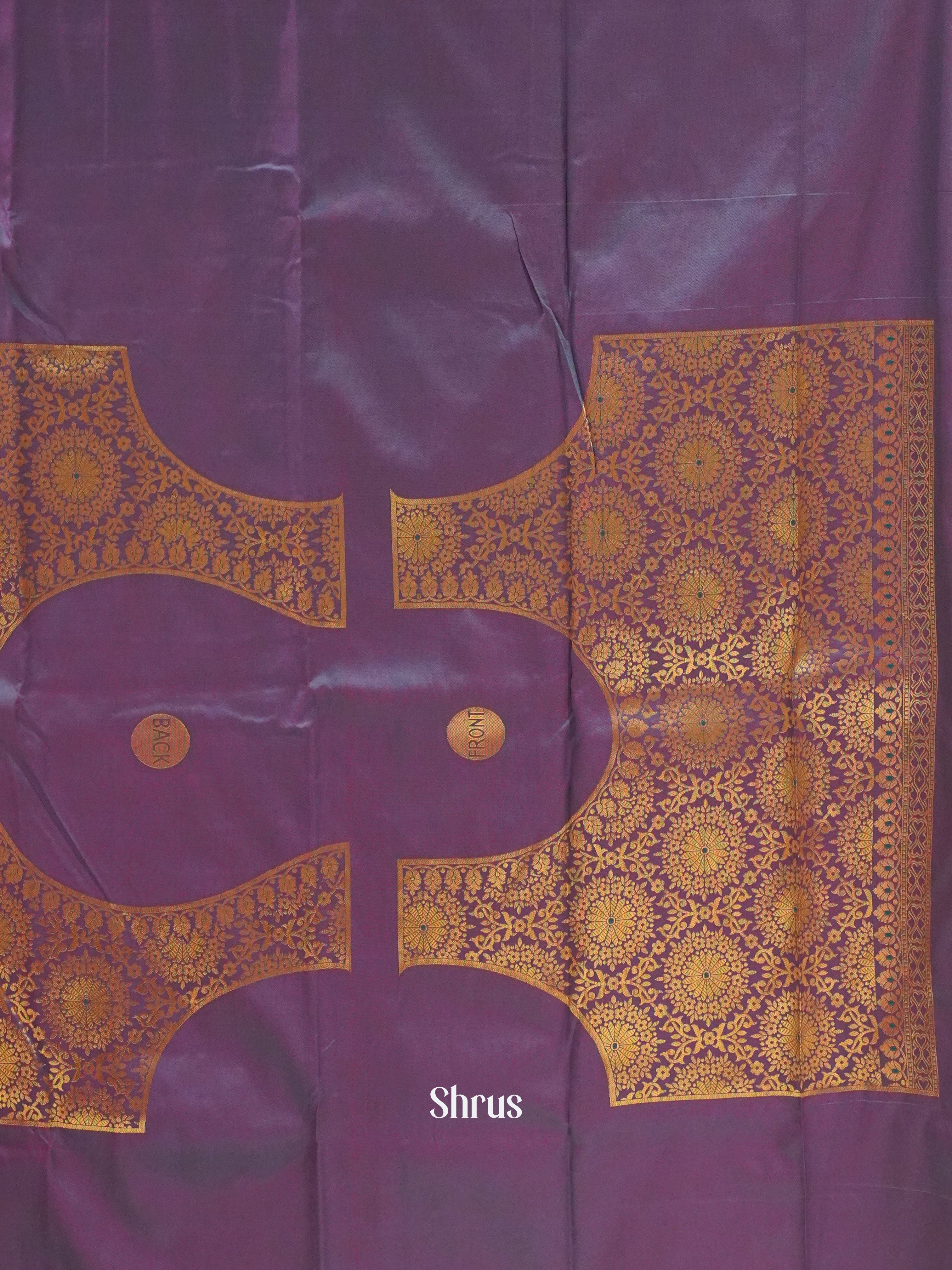 Pink & Purple -Semi Kanchipuram with Zari woven floral , peacock buttas on the body & Contrast Zari Border - Shop on ShrusEternity.com