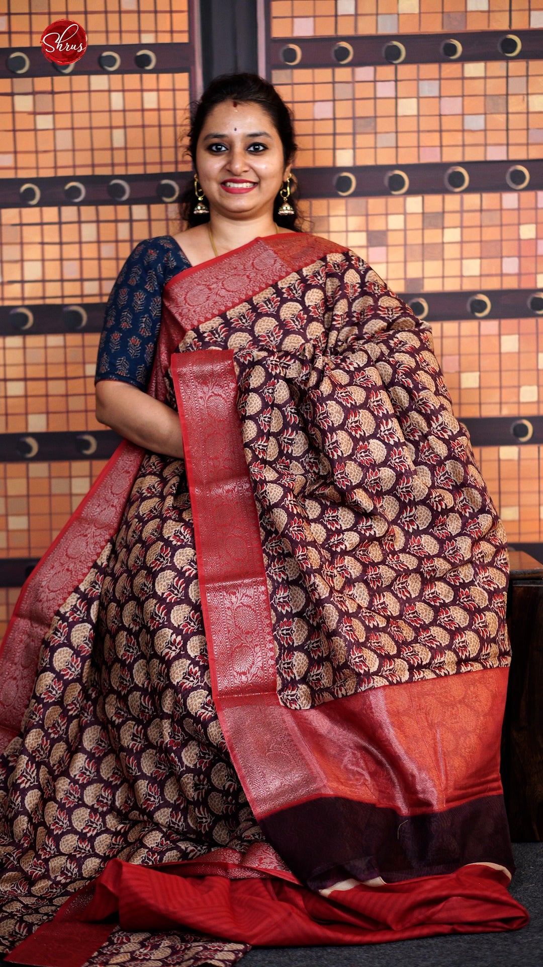 Purple & Red- Chanderi Saree - Shop on ShrusEternity.com