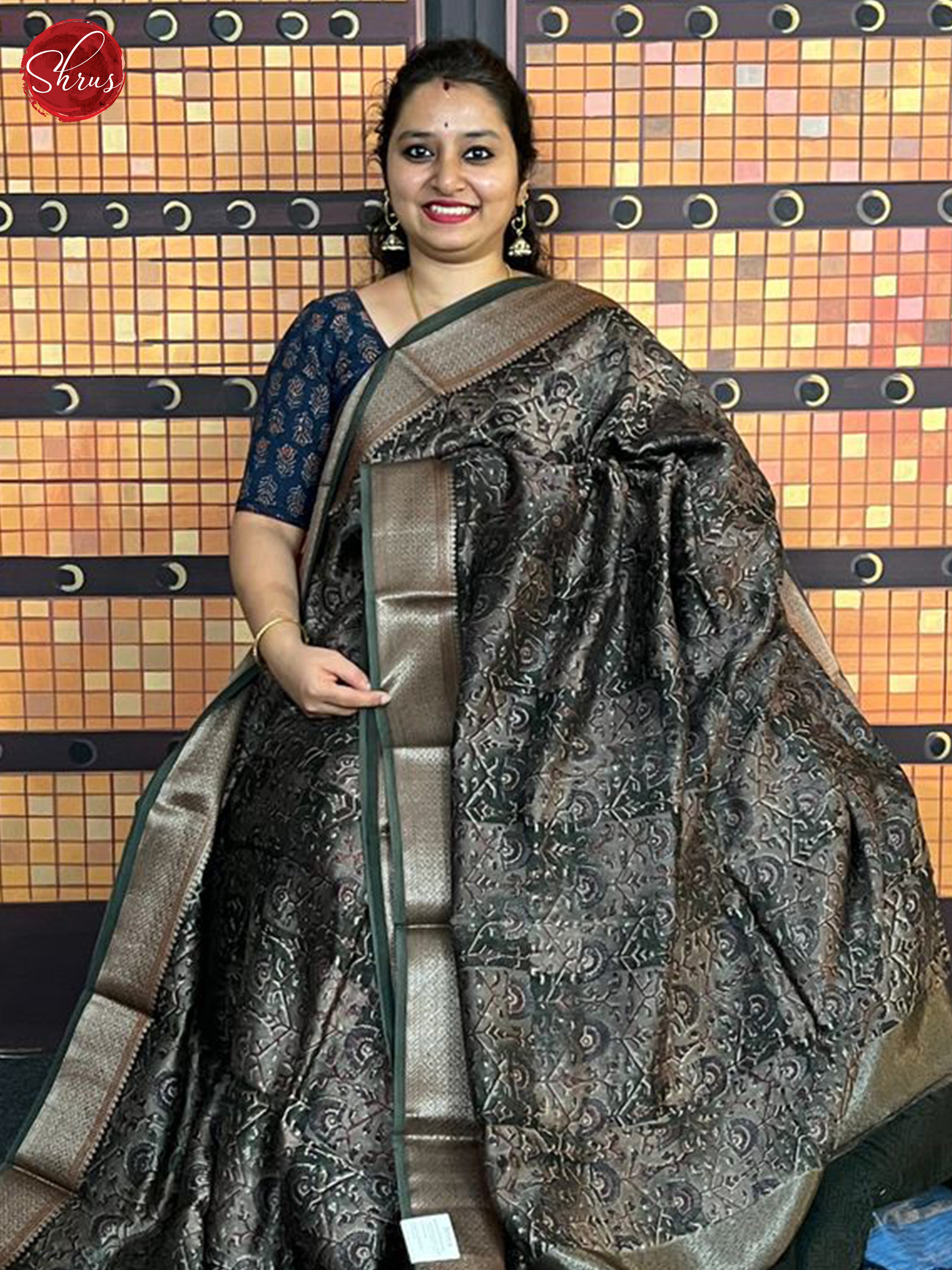 Grey & Green - Chanderi Saree - Shop on ShrusEternity.com