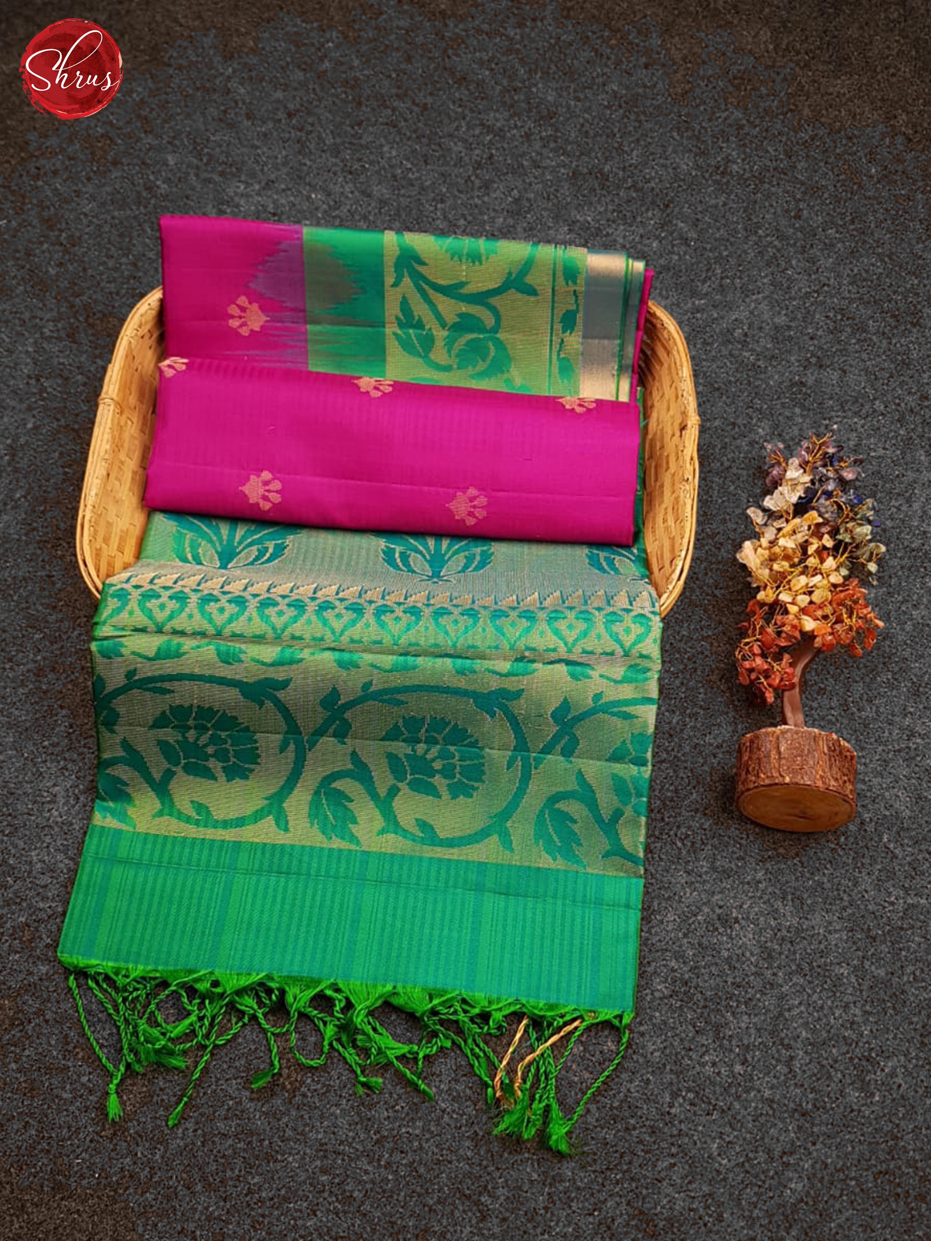 Rani Pink & Green- Soft Silk Saree-2