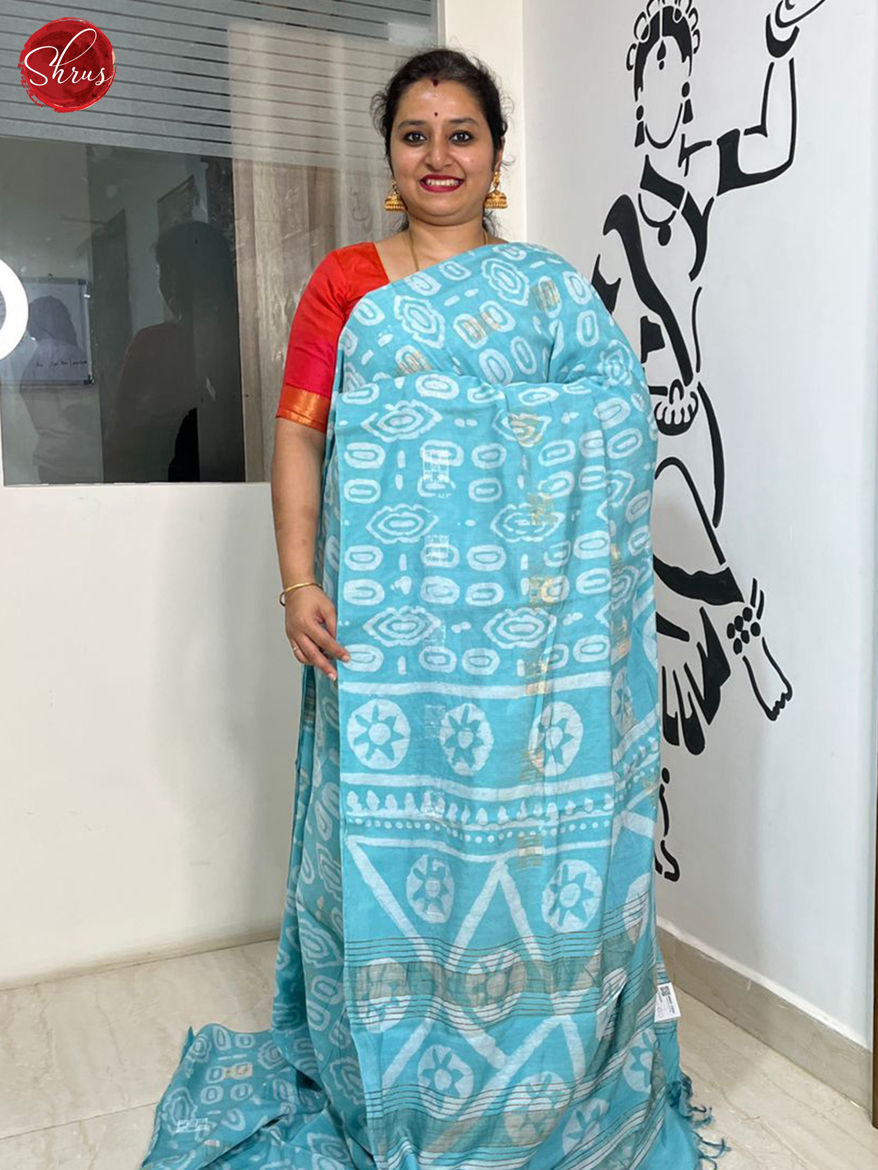Teal Green(single Tone)- Semi Chanderi Saree - Shop on ShrusEternity.com