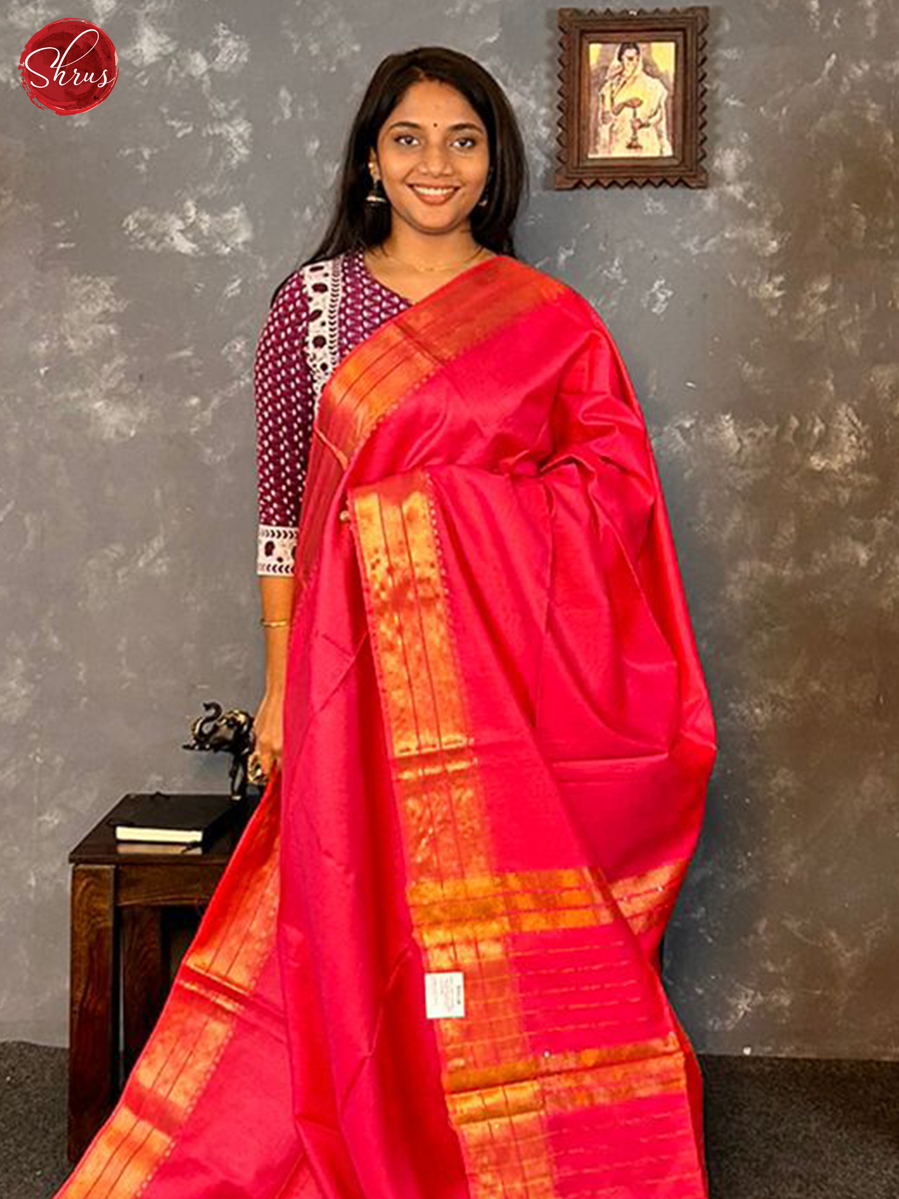 Pink(Single Tone) - Semi Tussar Saree - Shop on ShrusEternity.com