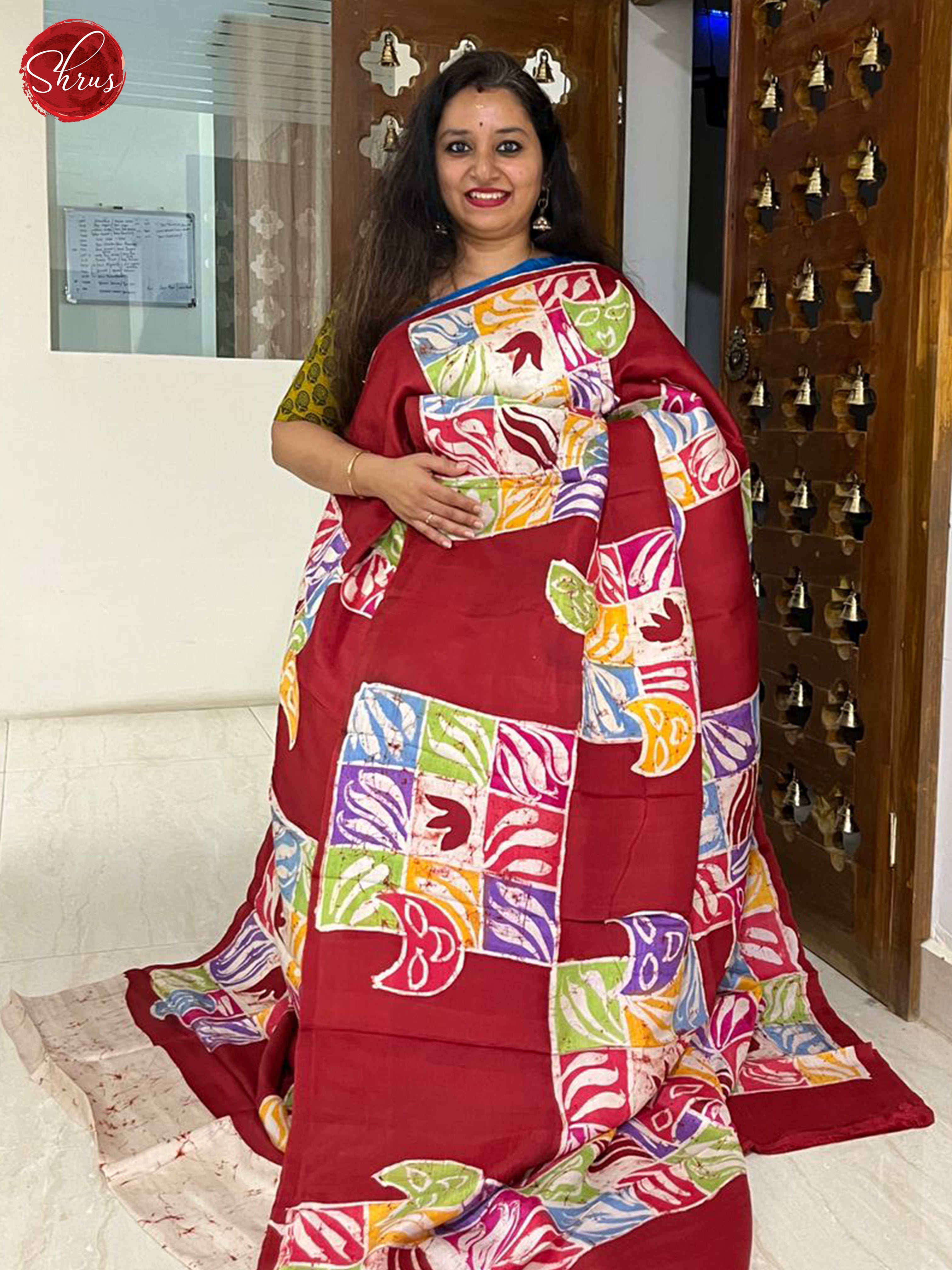 Maroon & Cream - Murshidabad Silk - Shop on ShrusEternity.com