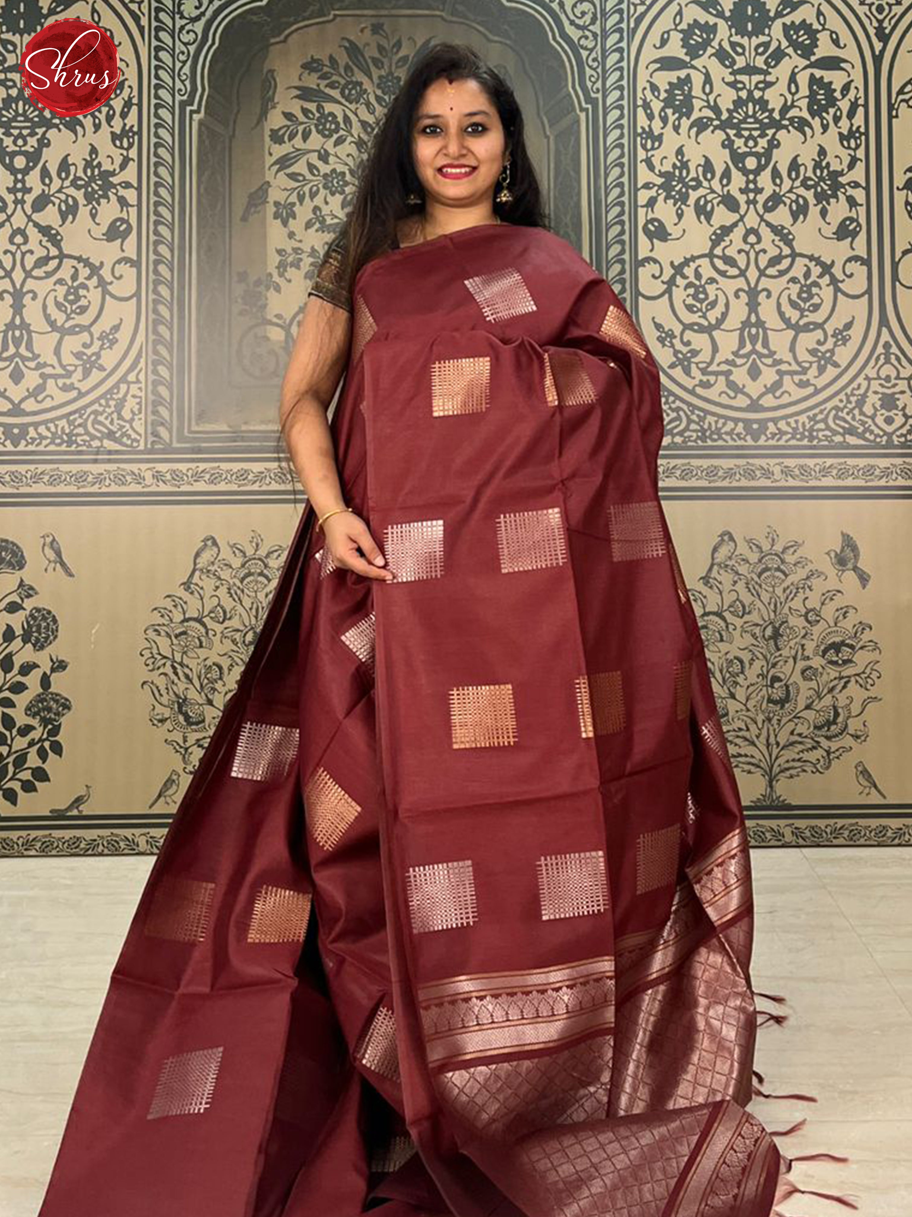 Brown(Single Tone)- Semi Tussar Saree - Shop on ShrusEternity.com