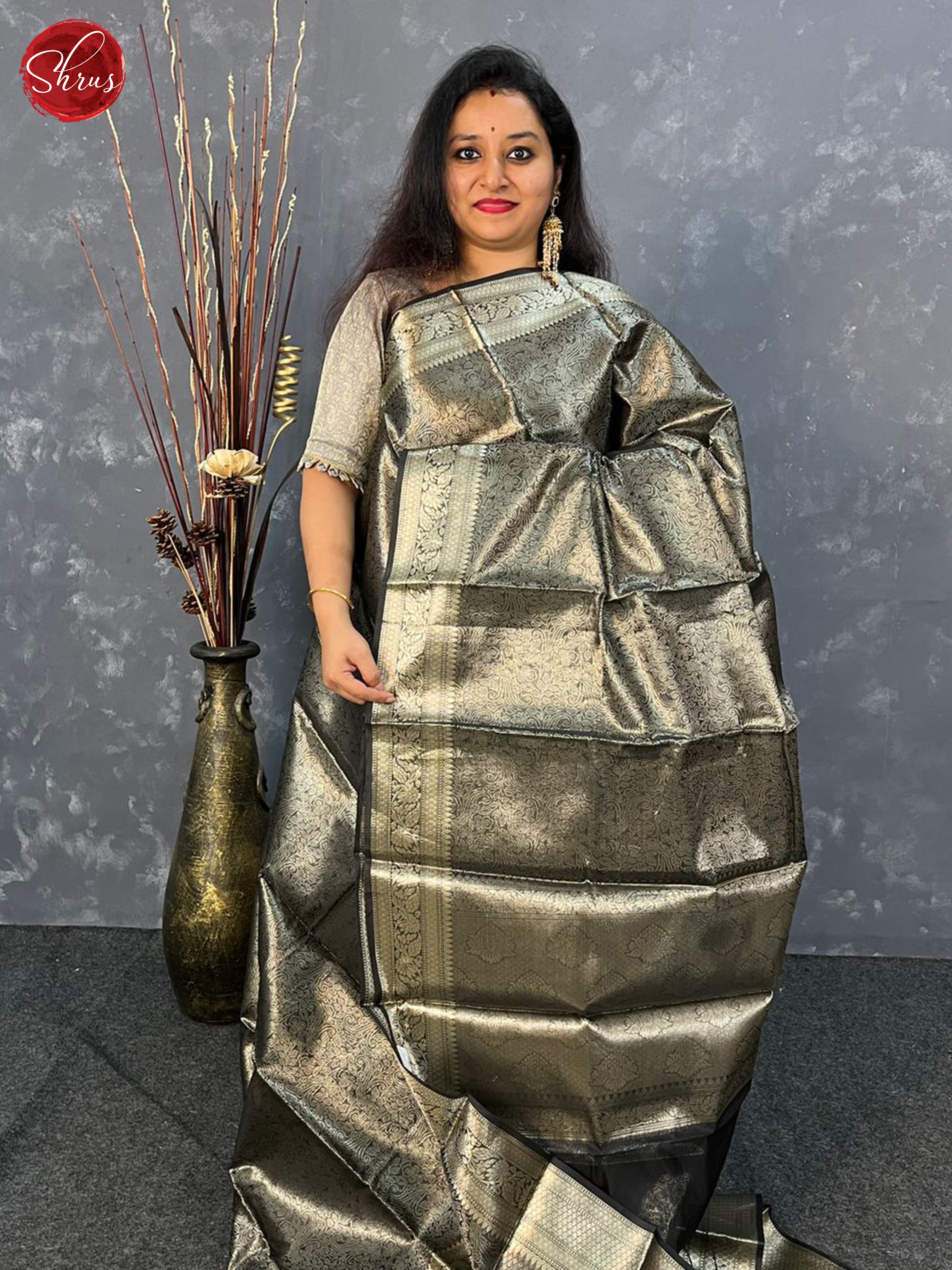 Black(Single Tone) - Semi Tissue Saree - Shop on ShrusEternity.com