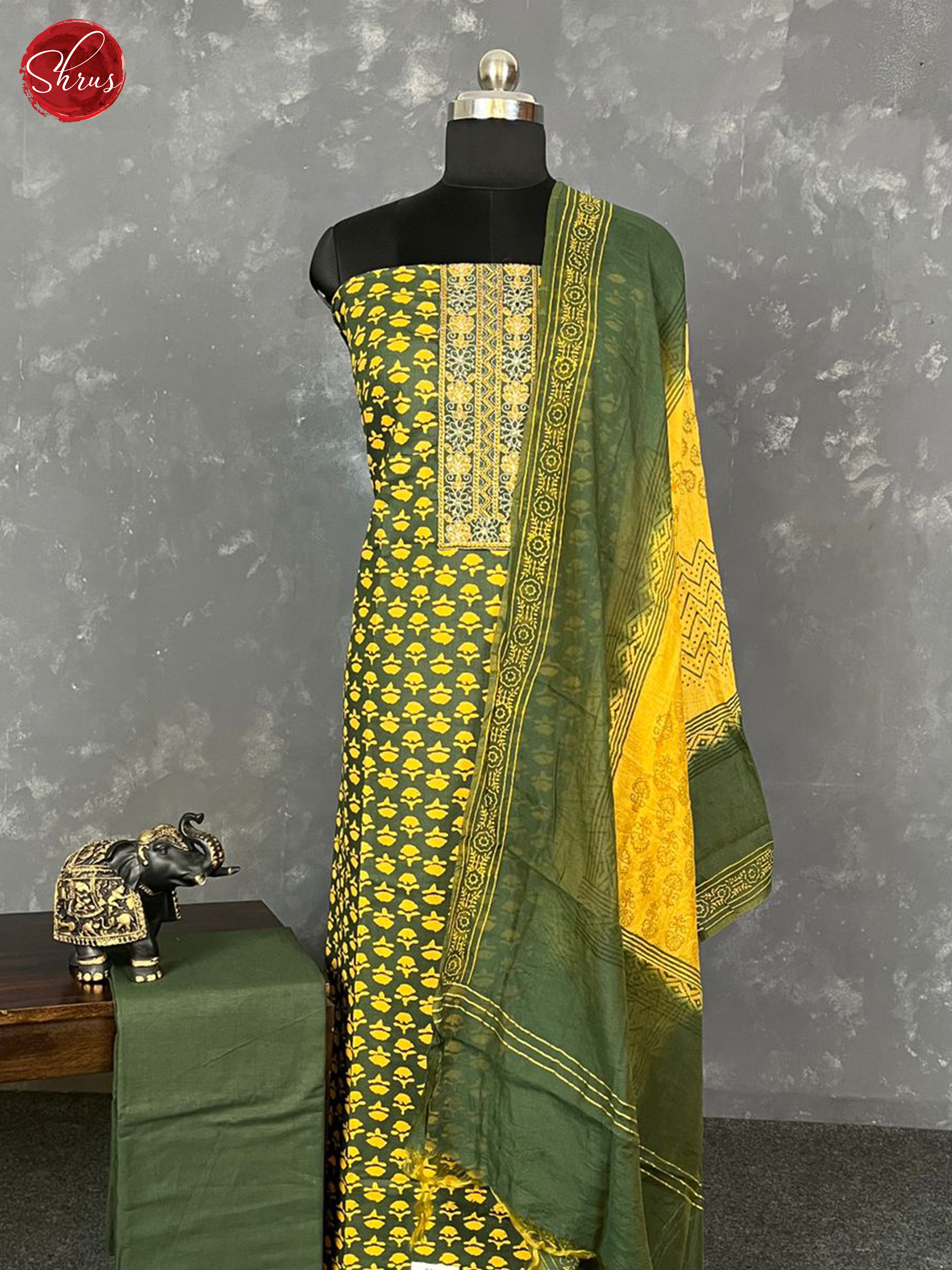 Green & Yellow - Cotton Salwar - Shop on ShrusEternity.com