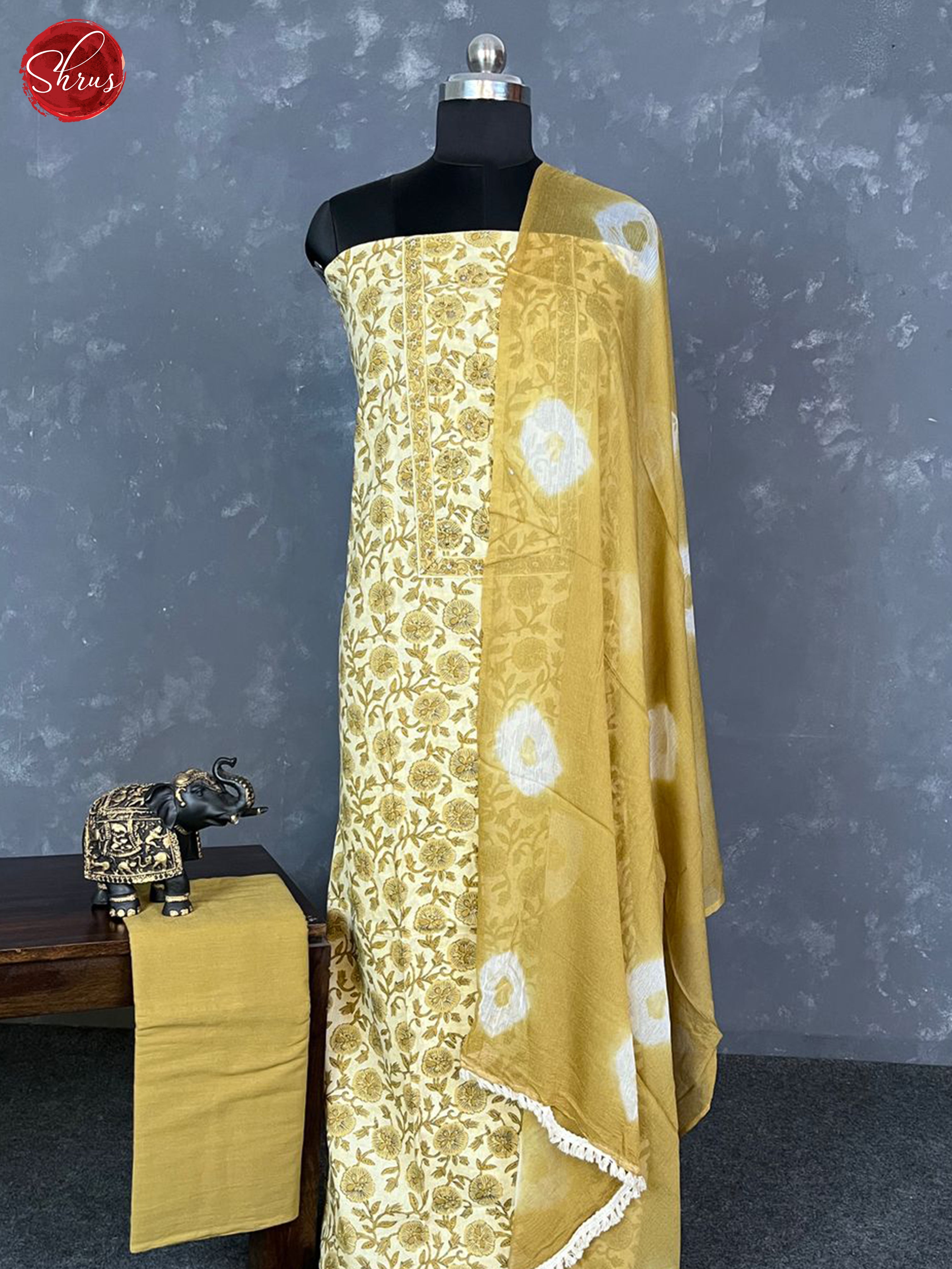 Cream & Mehandi Green - Cotton Salwar - Shop on ShrusEternity.com