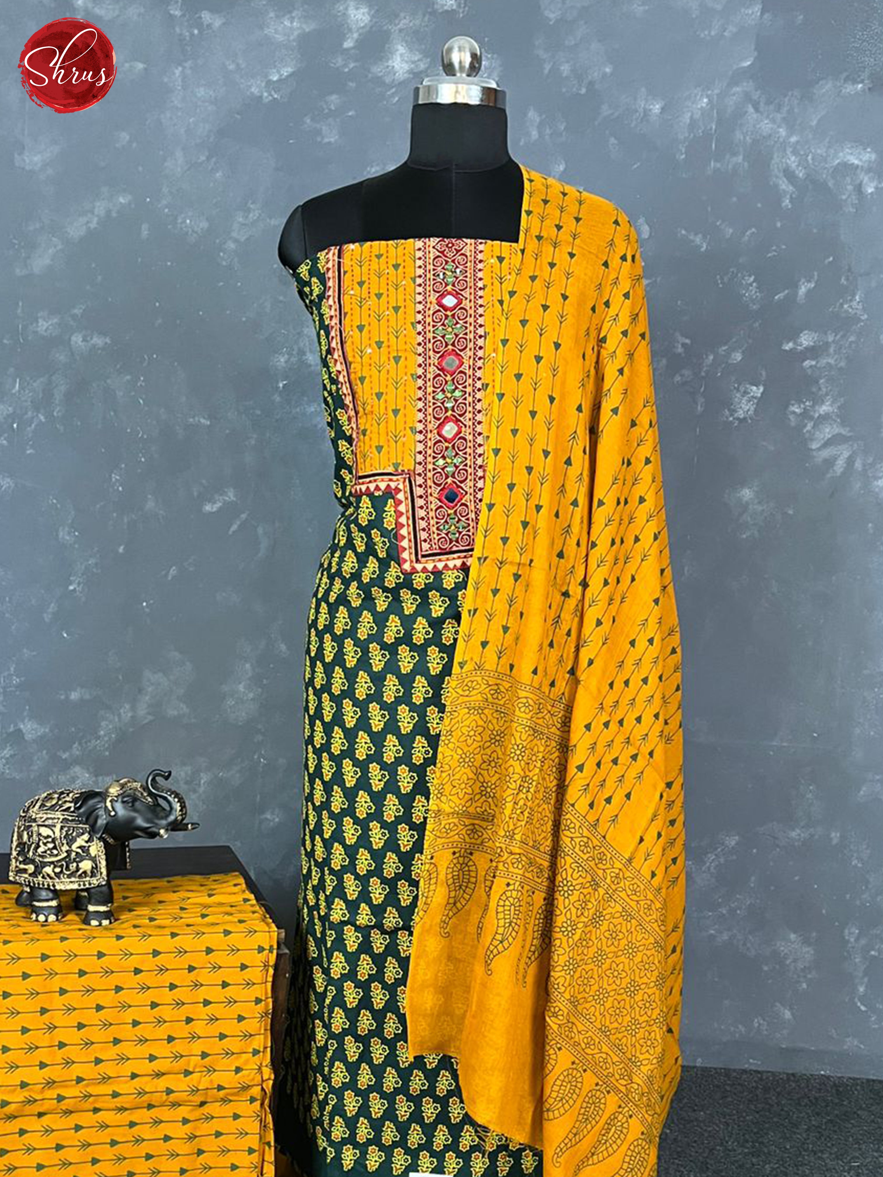Green & Mustard- Cotton Salwar - Shop on ShrusEternity.com