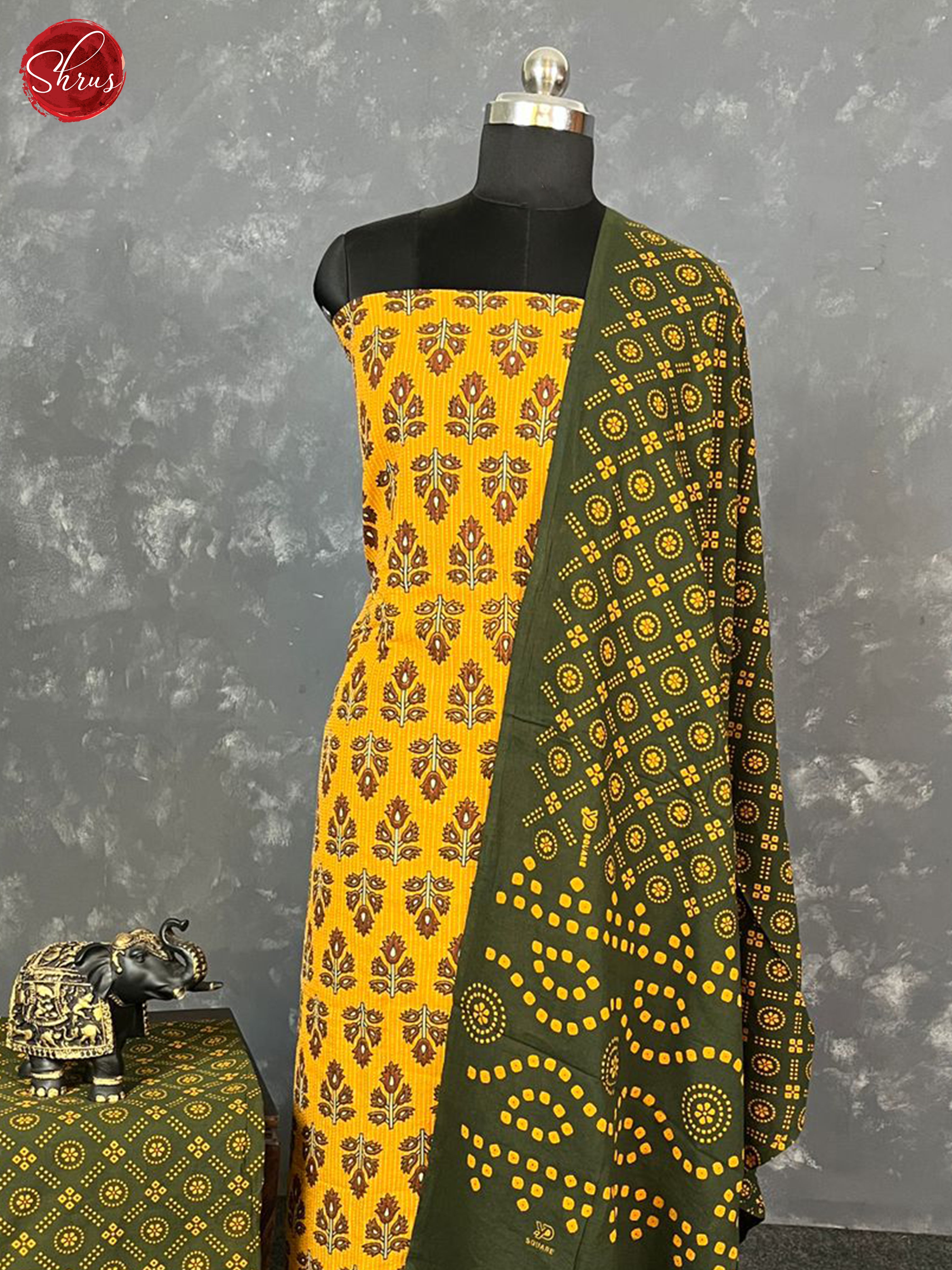Mustard & Green- Ajrakh Salwar - Shop on ShrusEternity.com