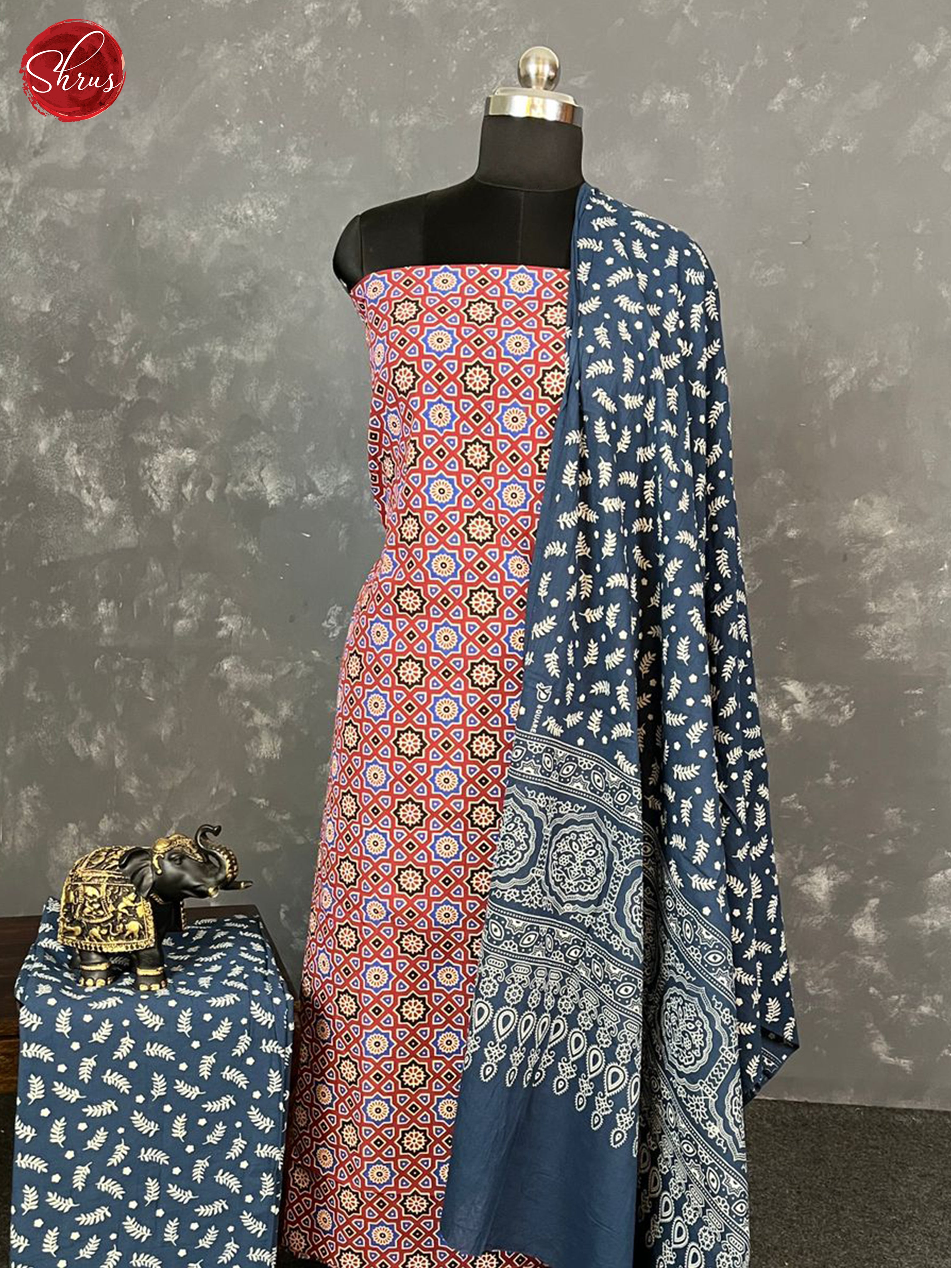 Maroon & Blue - Ajrakh Salwar - Shop on ShrusEternity.com