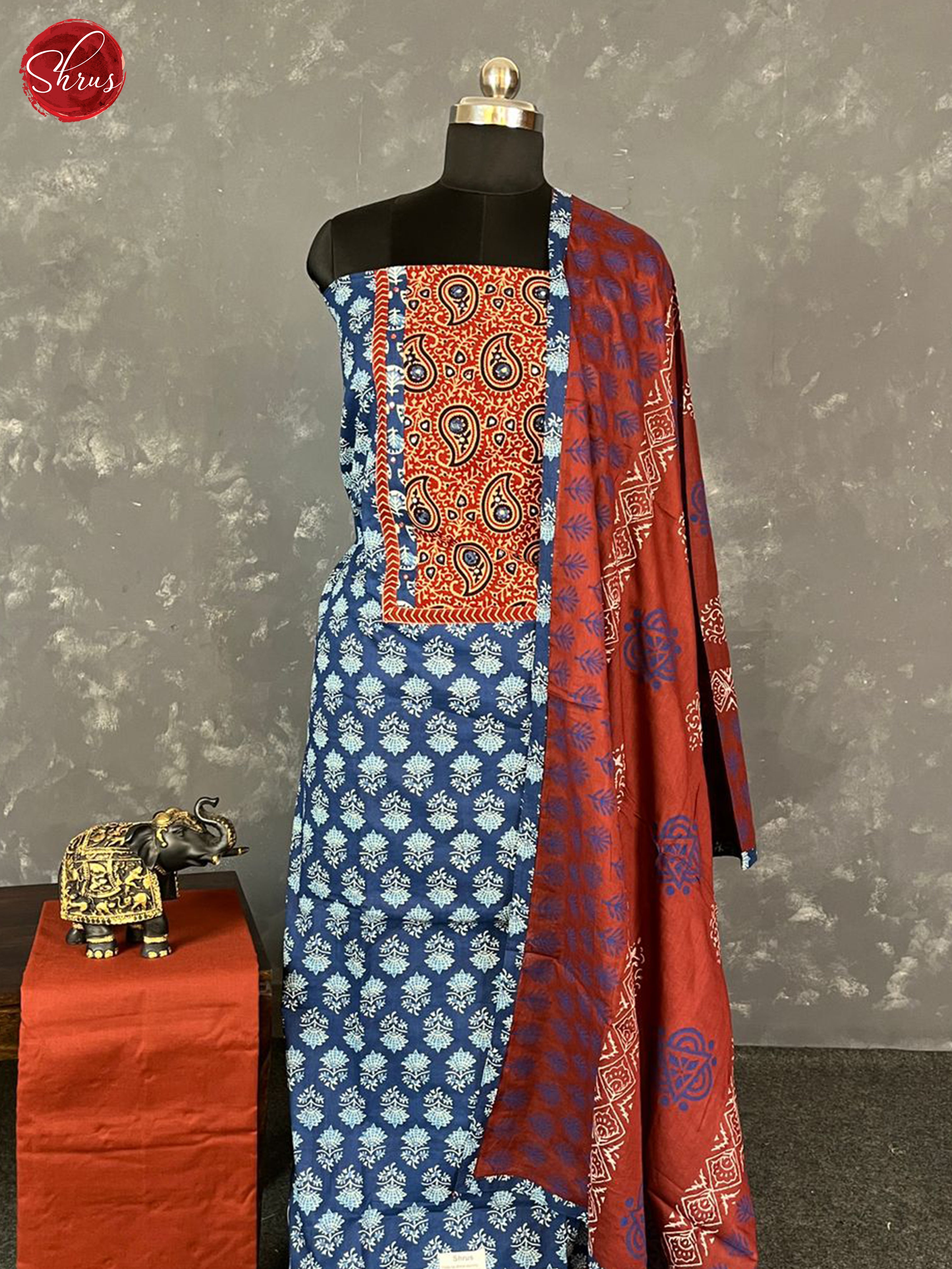 Blue & Maroon -Cotton Salwar - Shop on ShrusEternity.com