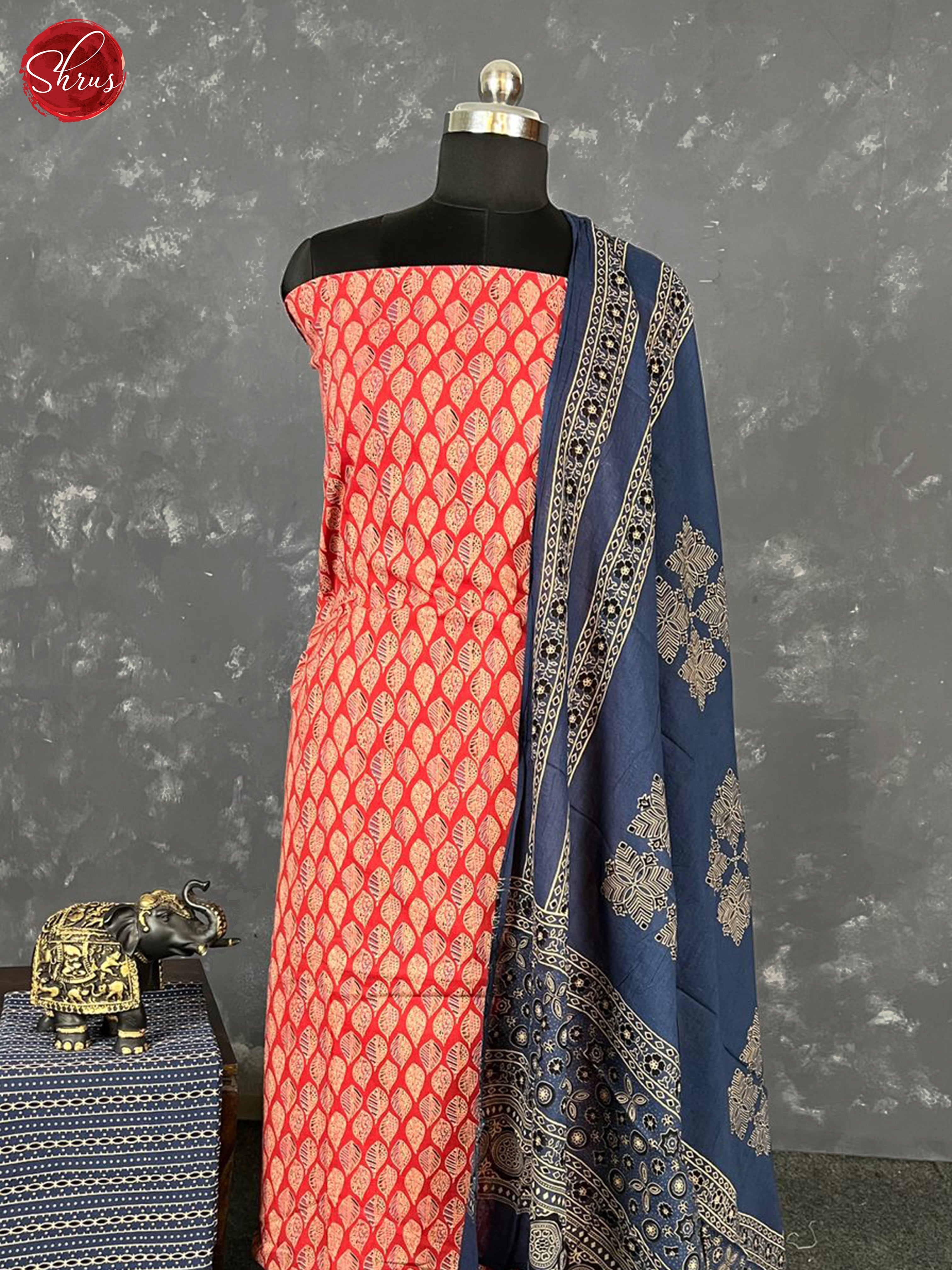Red & Blue -Unstitched Salwar - Shop on ShrusEternity.com