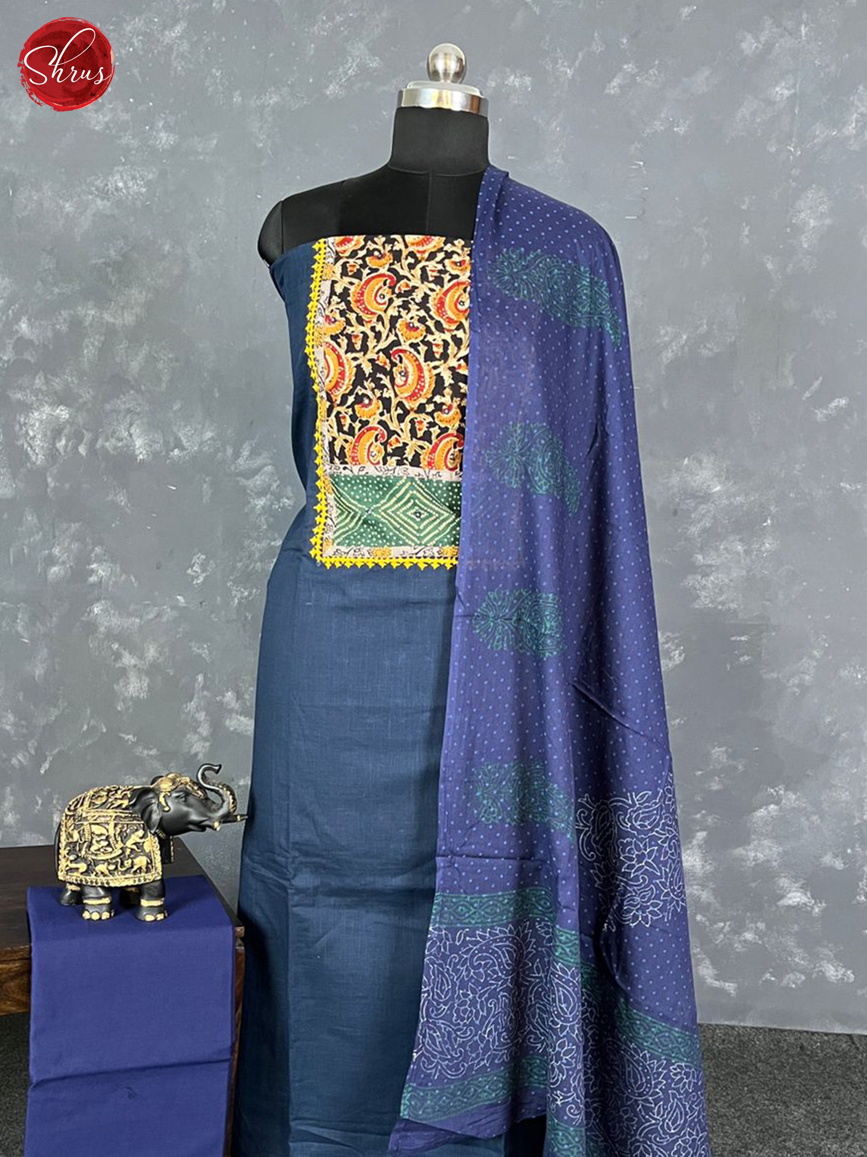 Blue - Unstitched Salwar - Shop on ShrusEternity.com
