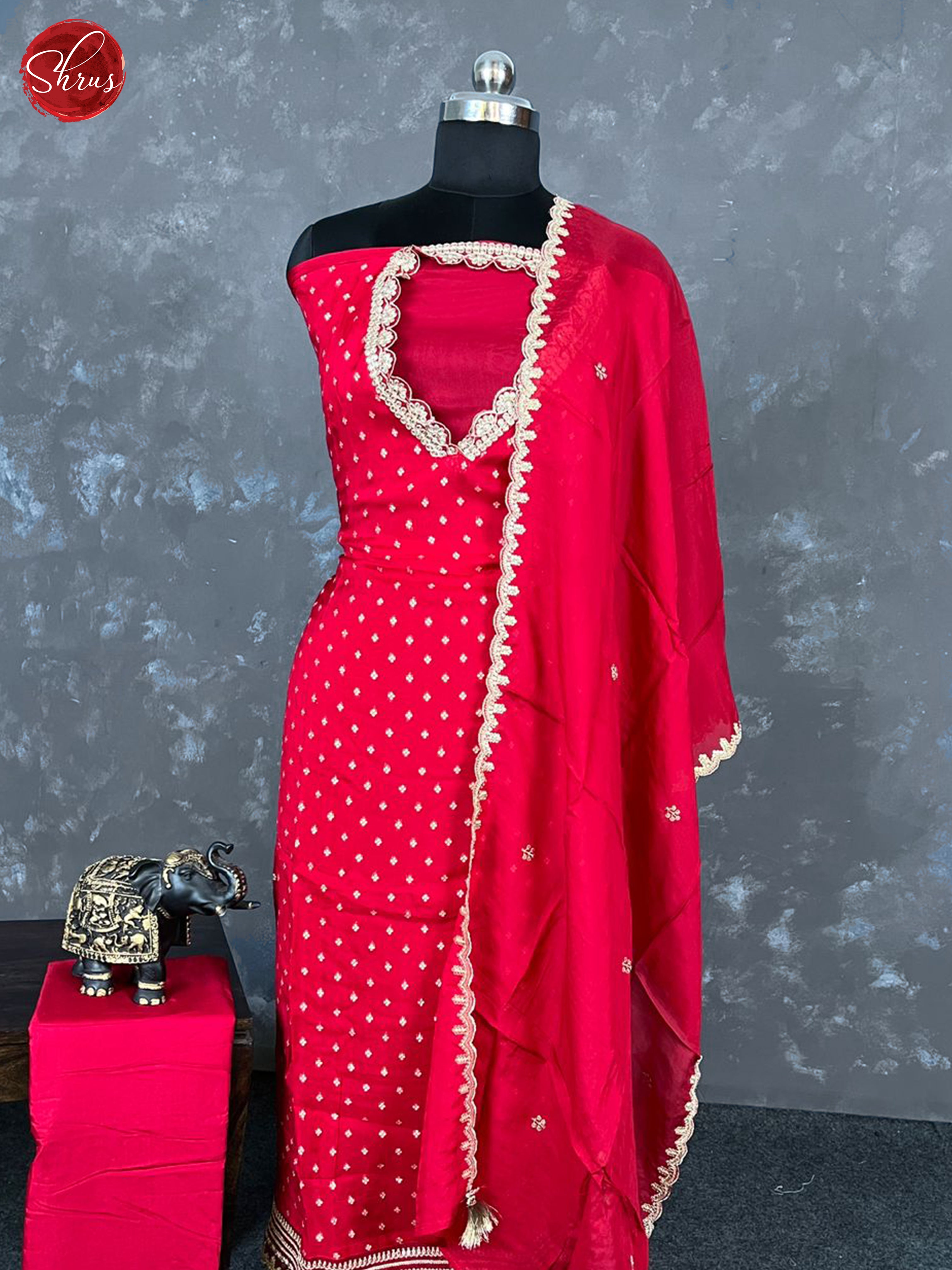 Red - Unstitcthed Salwar - Shop on ShrusEternity.com