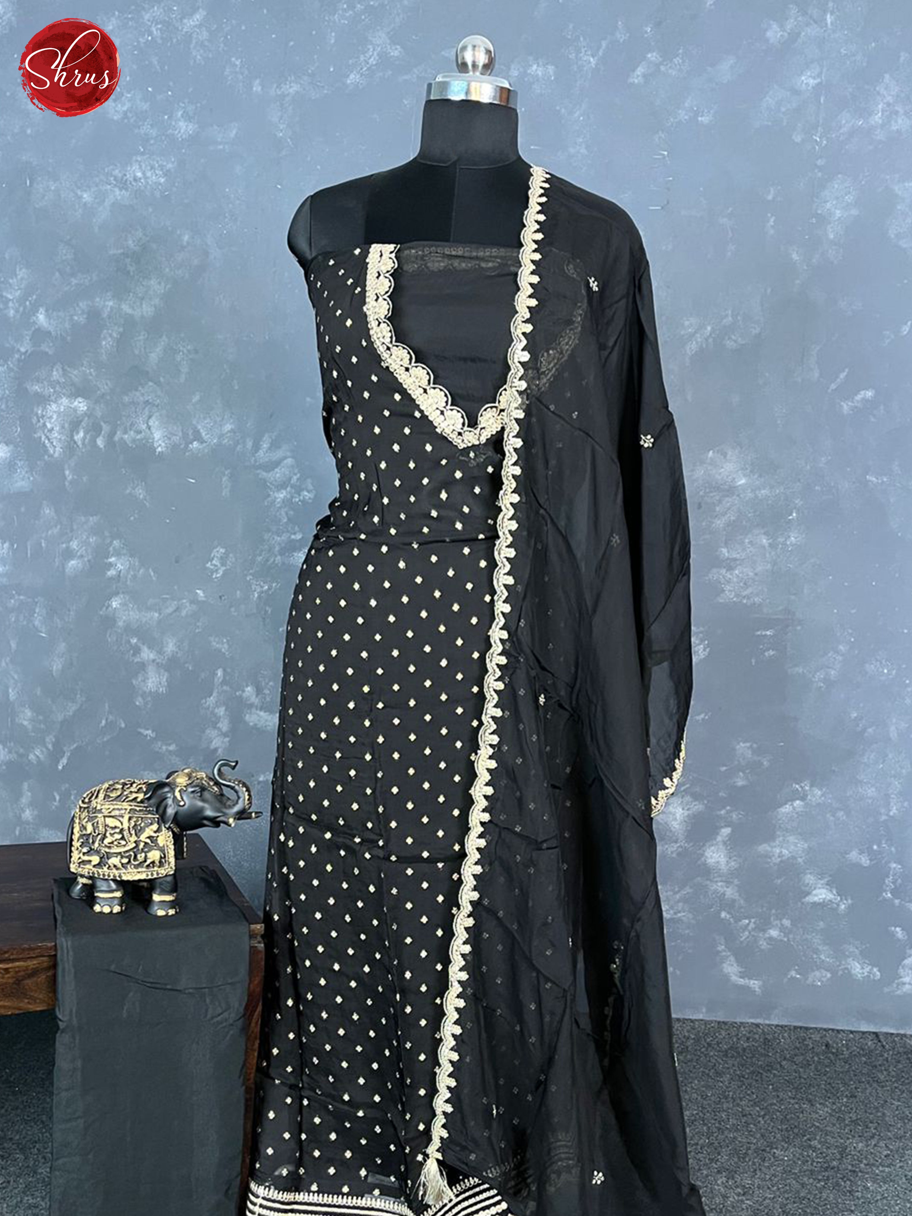 Black - Unstitched Salwar - Shop on ShrusEternity.com