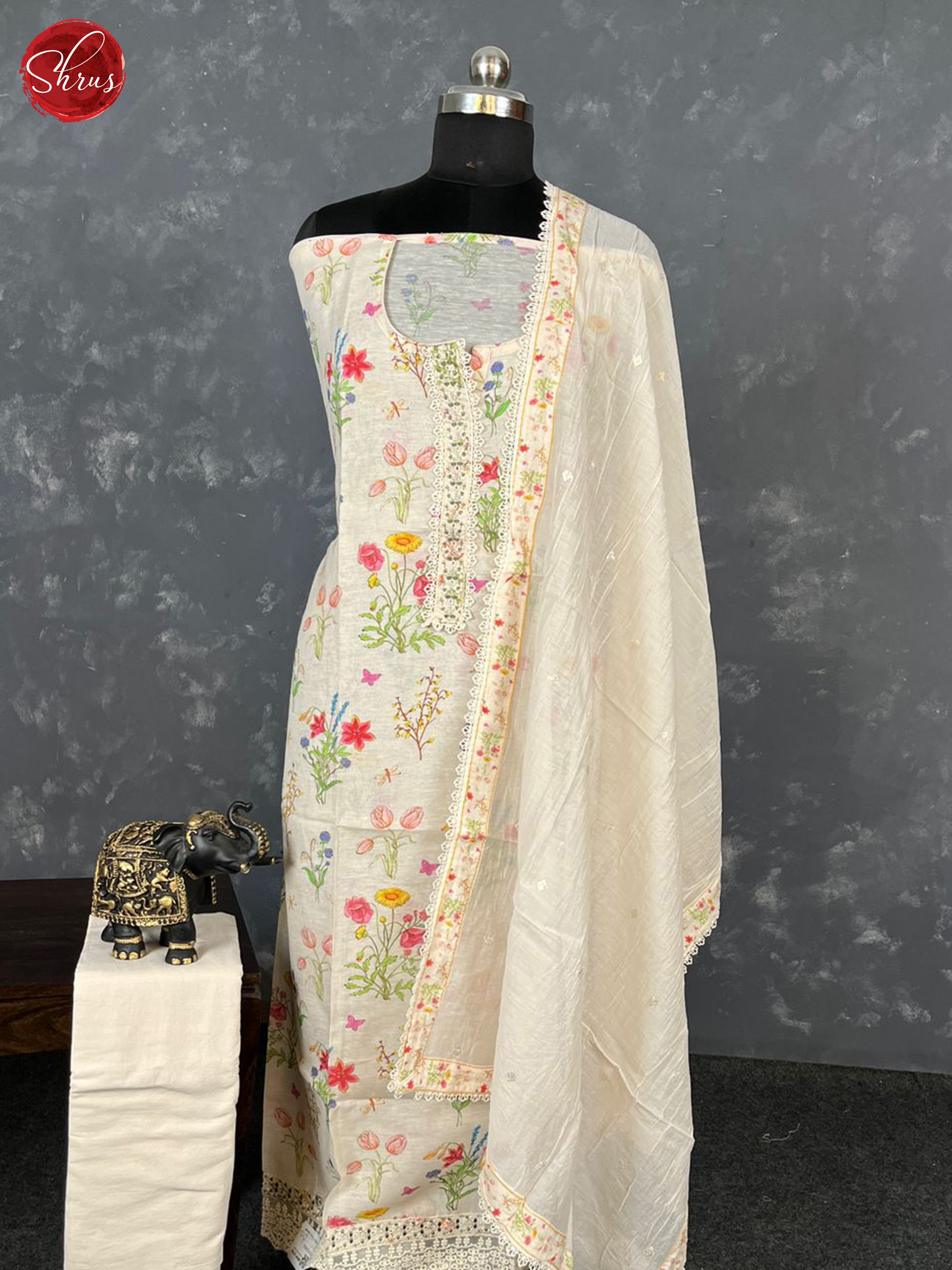 Cream - Unstitched Salwar - Shop on ShrusEternity.com